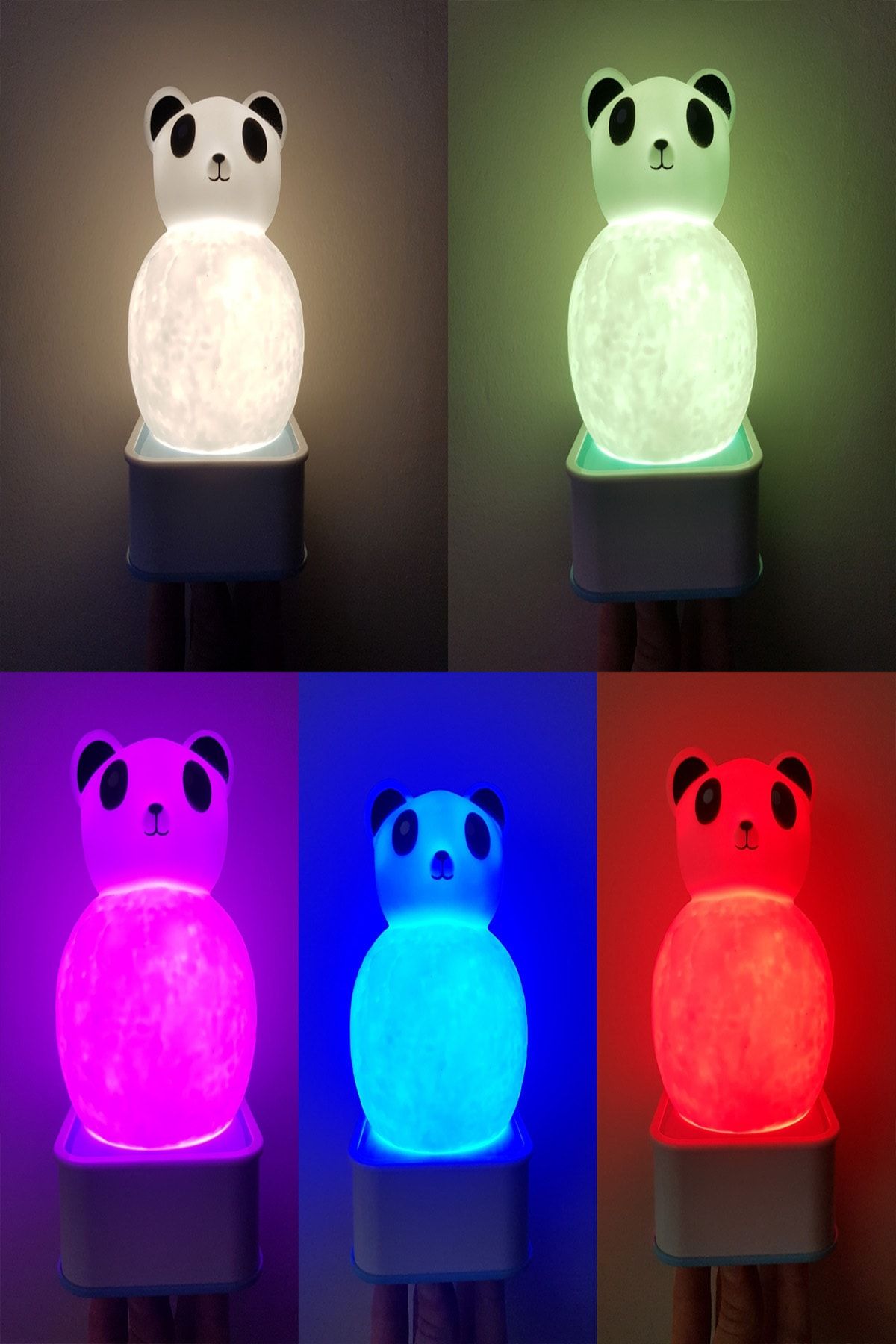 ORİJİNALDÜKKAN Sese ve Dokunmaya Duyarlı Silikon Panda Gece Lambası Renkli