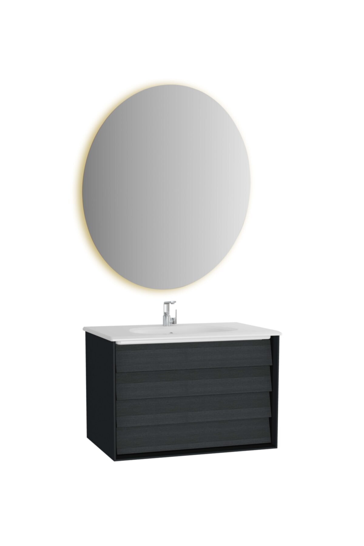 VitrA Frame Lavabo Dolabı ve Ayna Seti, 80 cm, Mat Soft Siyah