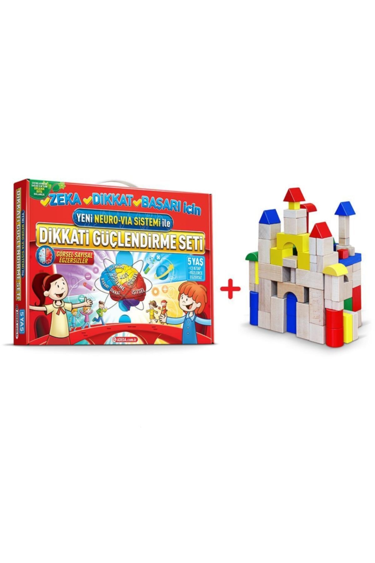 Adeda Yayınları Adeda Dikkati Güçlendirme Seti 5 Yaş + 10 Parça Ahşap Materyal