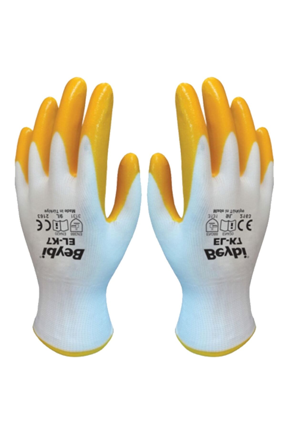 Beybi Beybi EL-K7 Sarı Nitril İşçi İş Eldiveni L/9