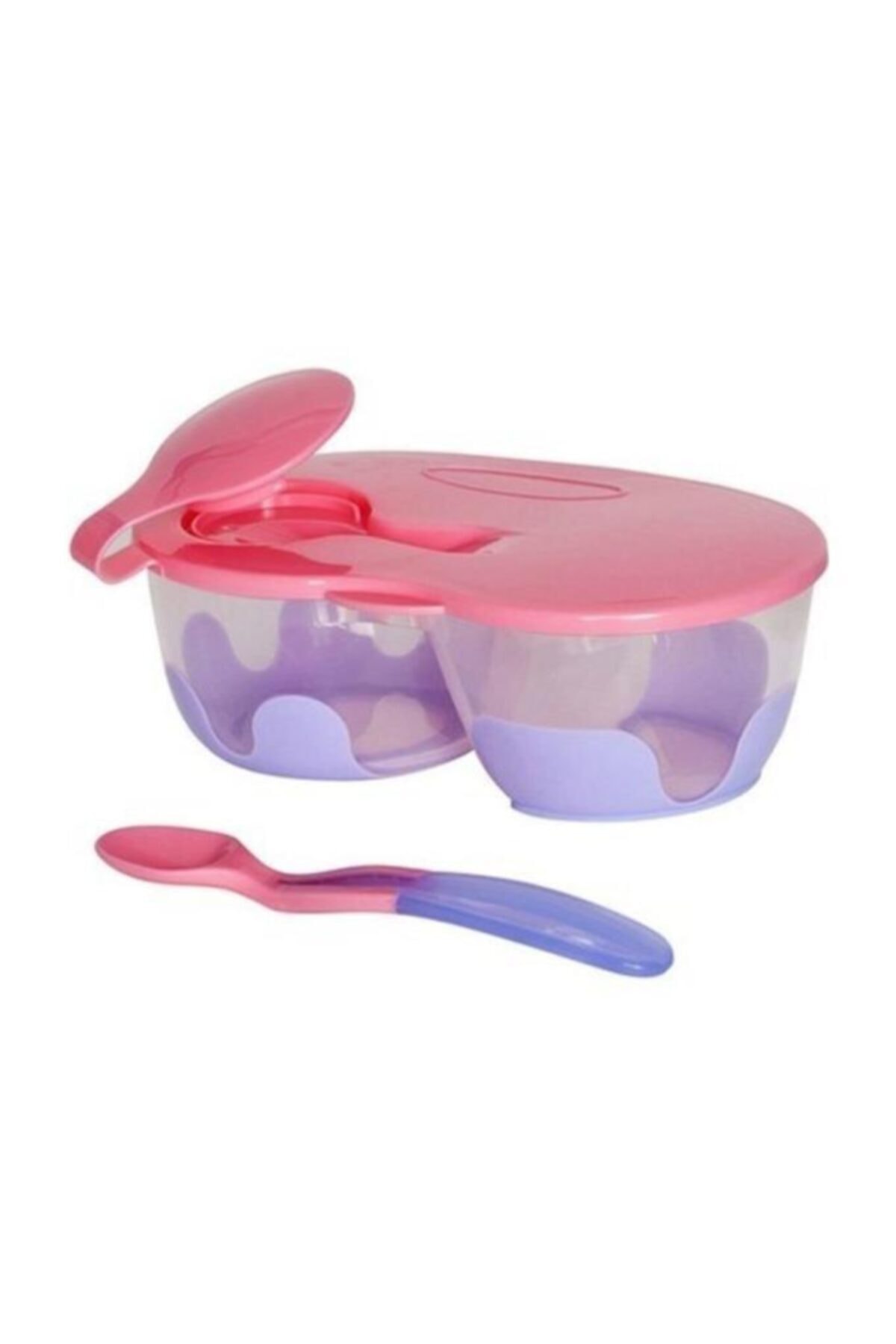 Bebedor 8559 2 BÖLMELİ TABAK VE KAŞIK PEMBE