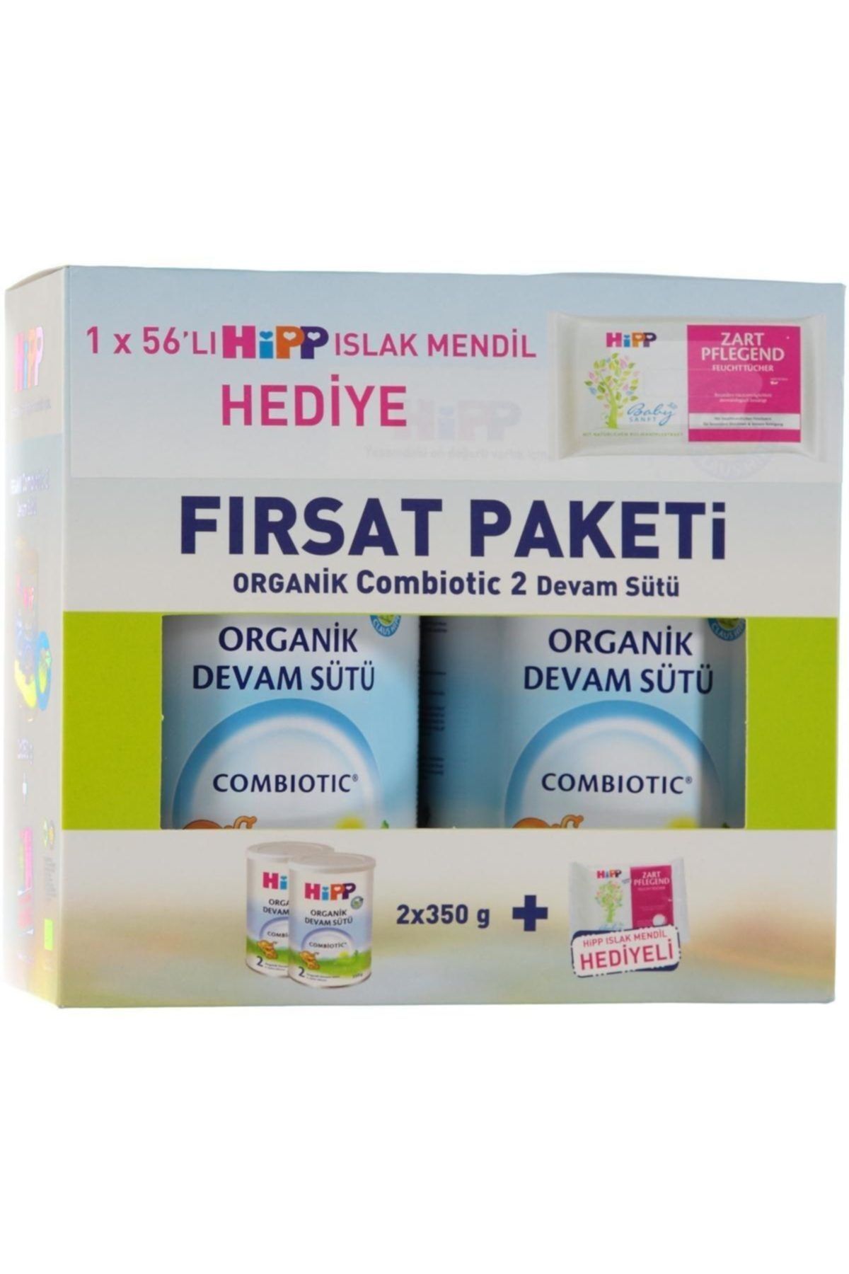 Hipp Organik Combiotic Devam Sütü 3 Numara 350 gr x 2 Adet + Islak Mendil Hediyeli