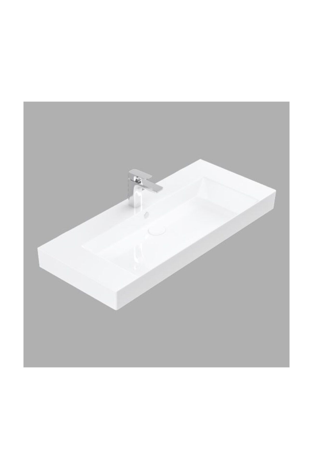 LUCCO Stance 100 cm Konsollu Dikdörtgen Lavabo Beyaz