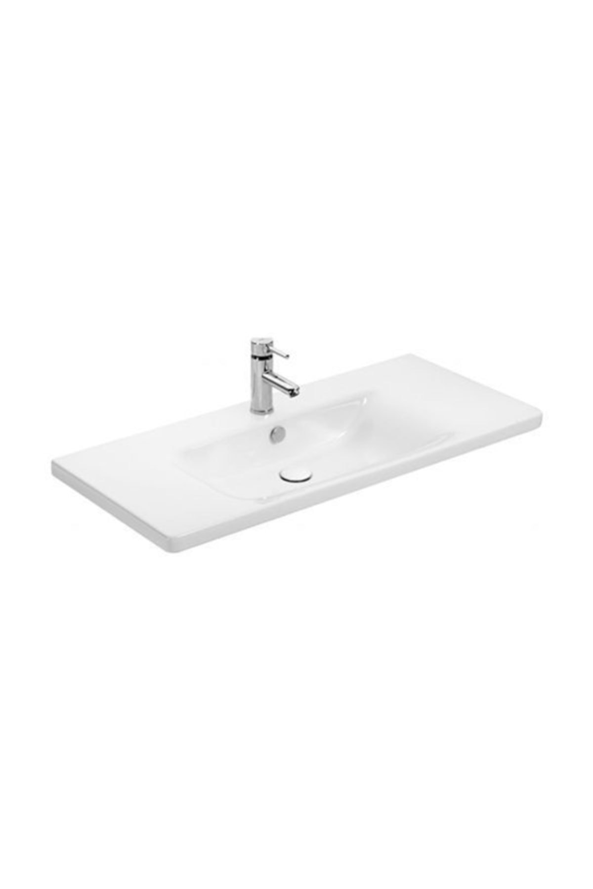 SANOVİT Sanovit Soft 100 cm Konsollu Oval Köşeli Lavabo Beyaz