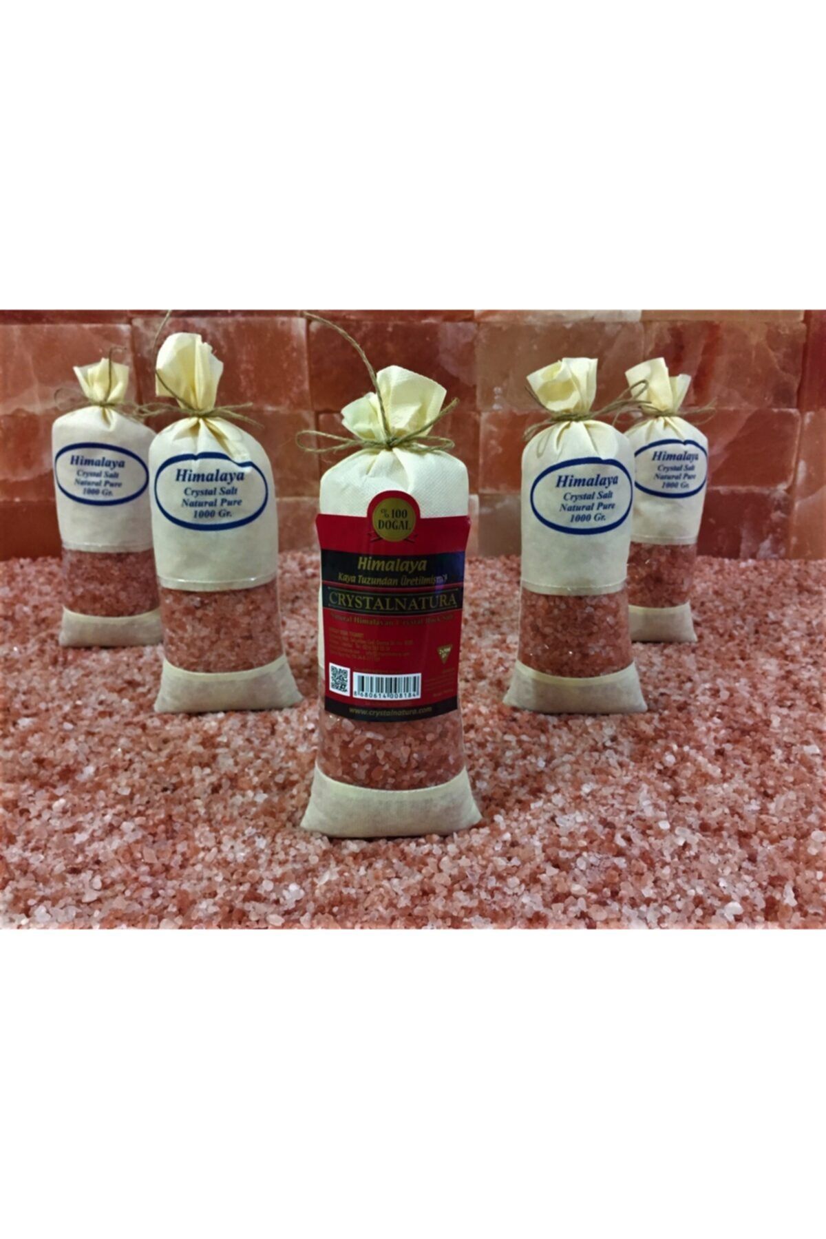 CRYSTALNATURA DOĞAL HİMALAYA KAYA TUZU PEMBE GRANÜL ÇUVAL ORJİNAL  5 ADET 1 KG (5 KG)