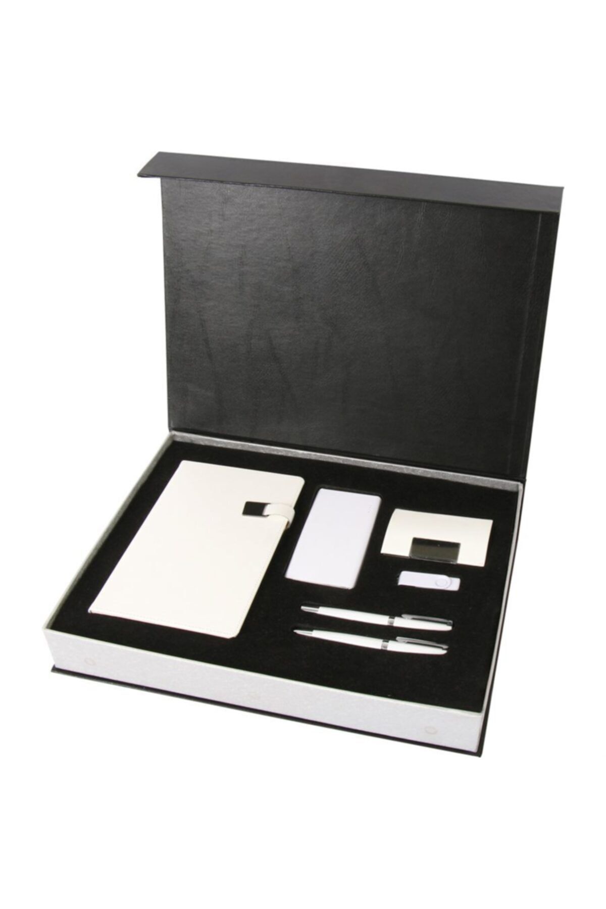 TREND 5.000 mAh Powerbank, Deri Defter, 16 gb USB Bellek, Roller Kalem Hediyelik Set