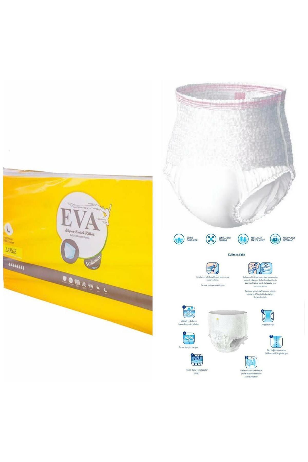 EVA SÜPER EMİCİ KÜLOTLU YETİŞKİN HASTA BEZİ 30 ADET L LARGE BÜYÜK