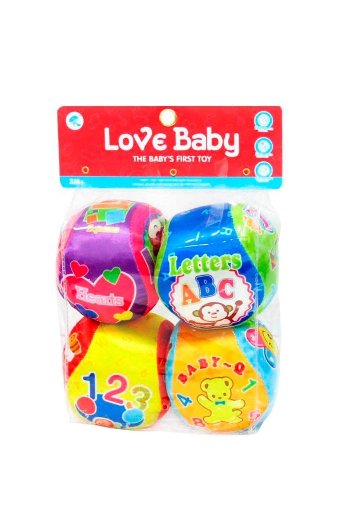 Love Baby Bebeğinizin İçin 4'lü Yumuşak Çıngıraklı Eğitici Toplar  Oyuncağı