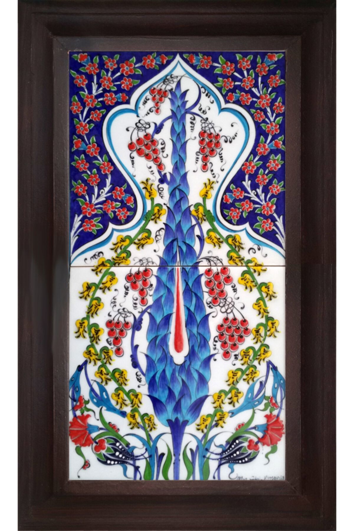 Armada Çini 20x40 Cm Ed 157 Selvi Eldekoru Çini Pano