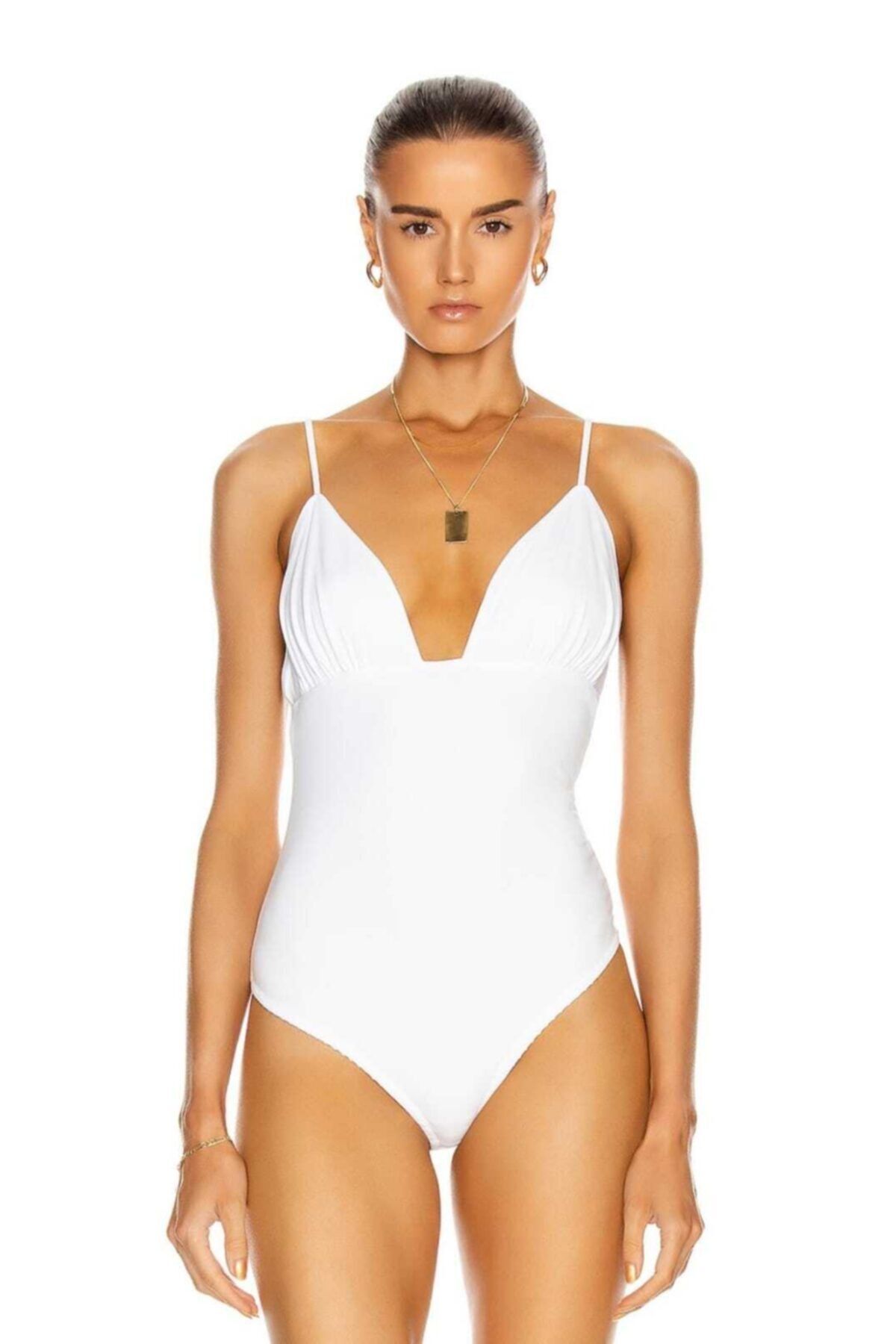 by eymen design Kadın Askılı Göğüs Dekolteli Ipek Jarse Bodysuit