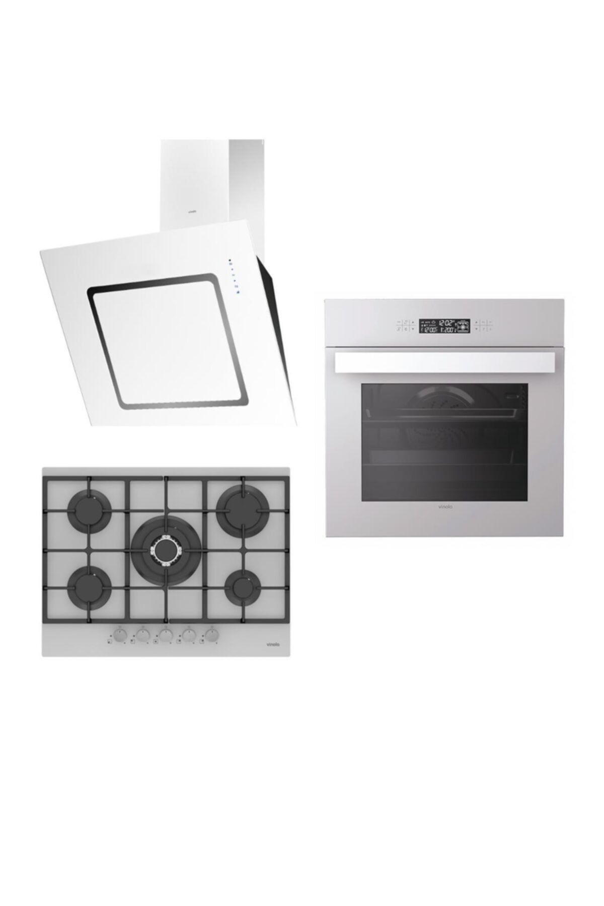 Vinola Set 021-b (Mog.7130.111.02 + Mohı.103.111.02 + Mcww106.111.600) Beyaz Ankastre Set