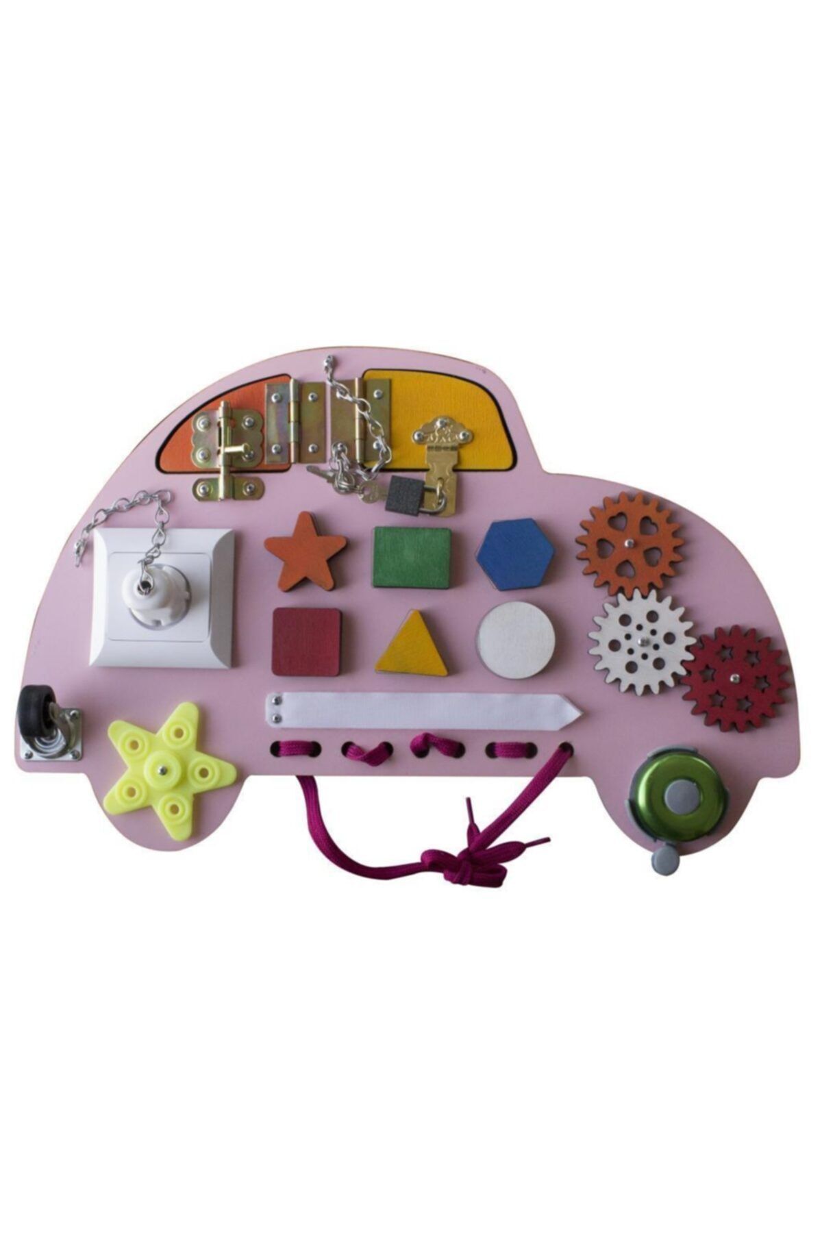 Joy and Toys (1adet Pembe) Araba Modelli Aktivite Ve Eğitim Tahtası Busy Board