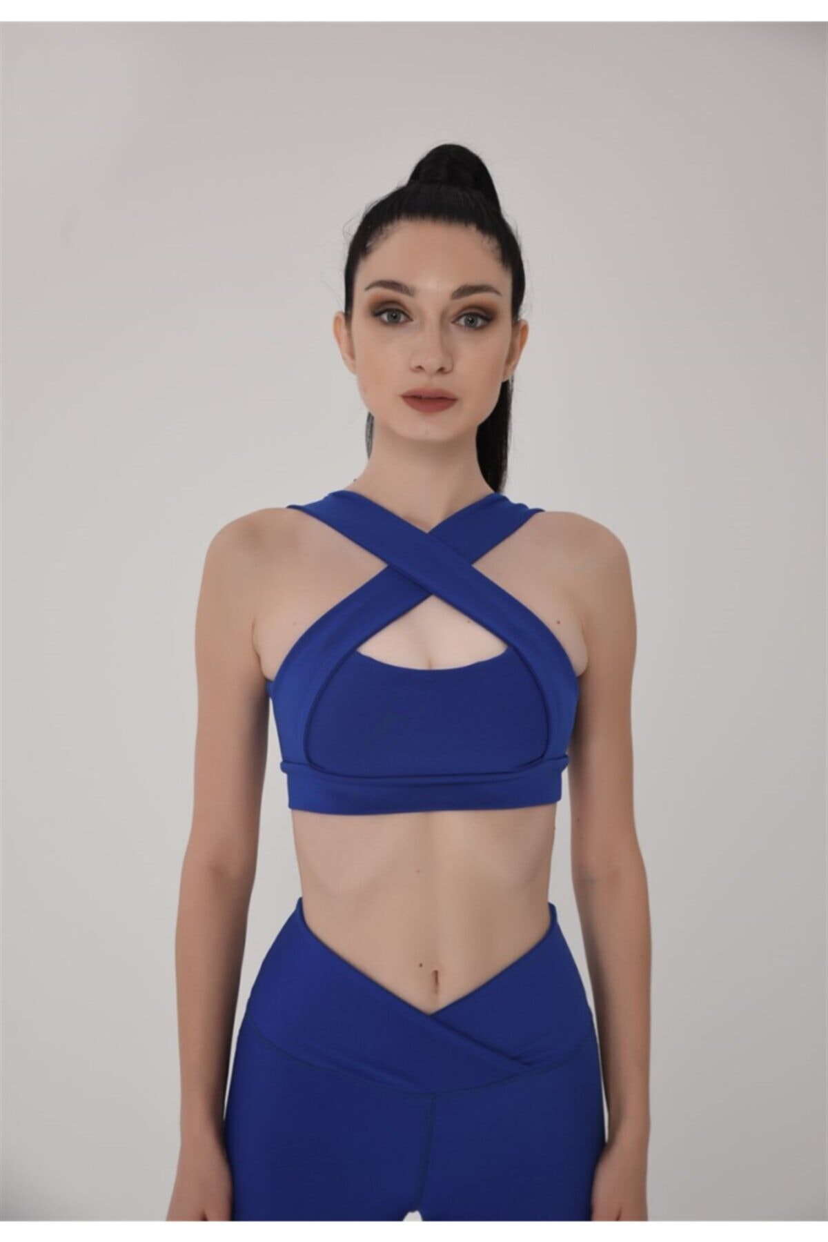 lismina Dekolte Tasarım Spor Bustiyer Saks Rengi 195