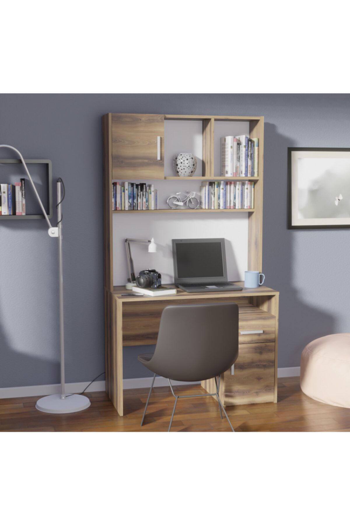 Shila Home Çalışma Masası Kitaplıklı Empoli Ceviz