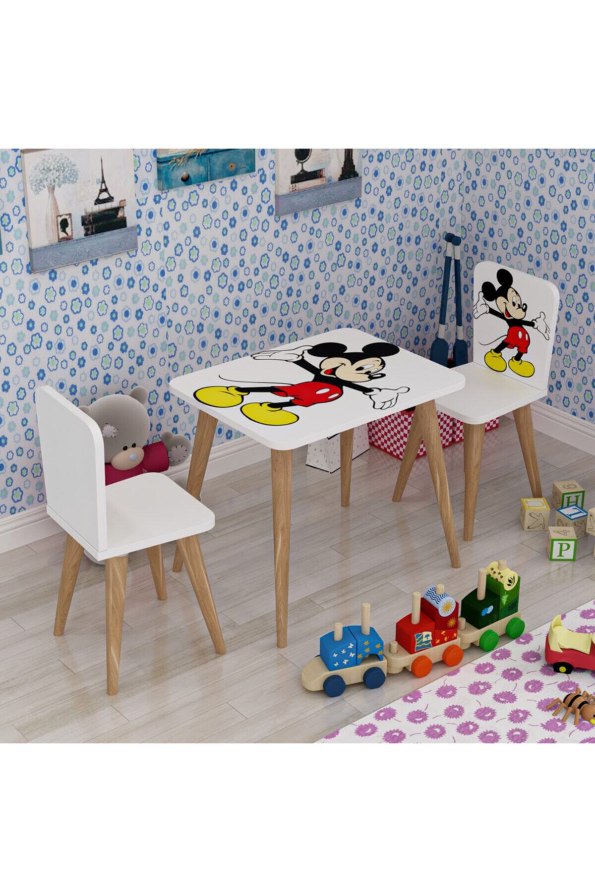 DECORAİR Keras Ahşap Ayaklı Çocuk Aktivite Masa Ve Sandalye Grubu