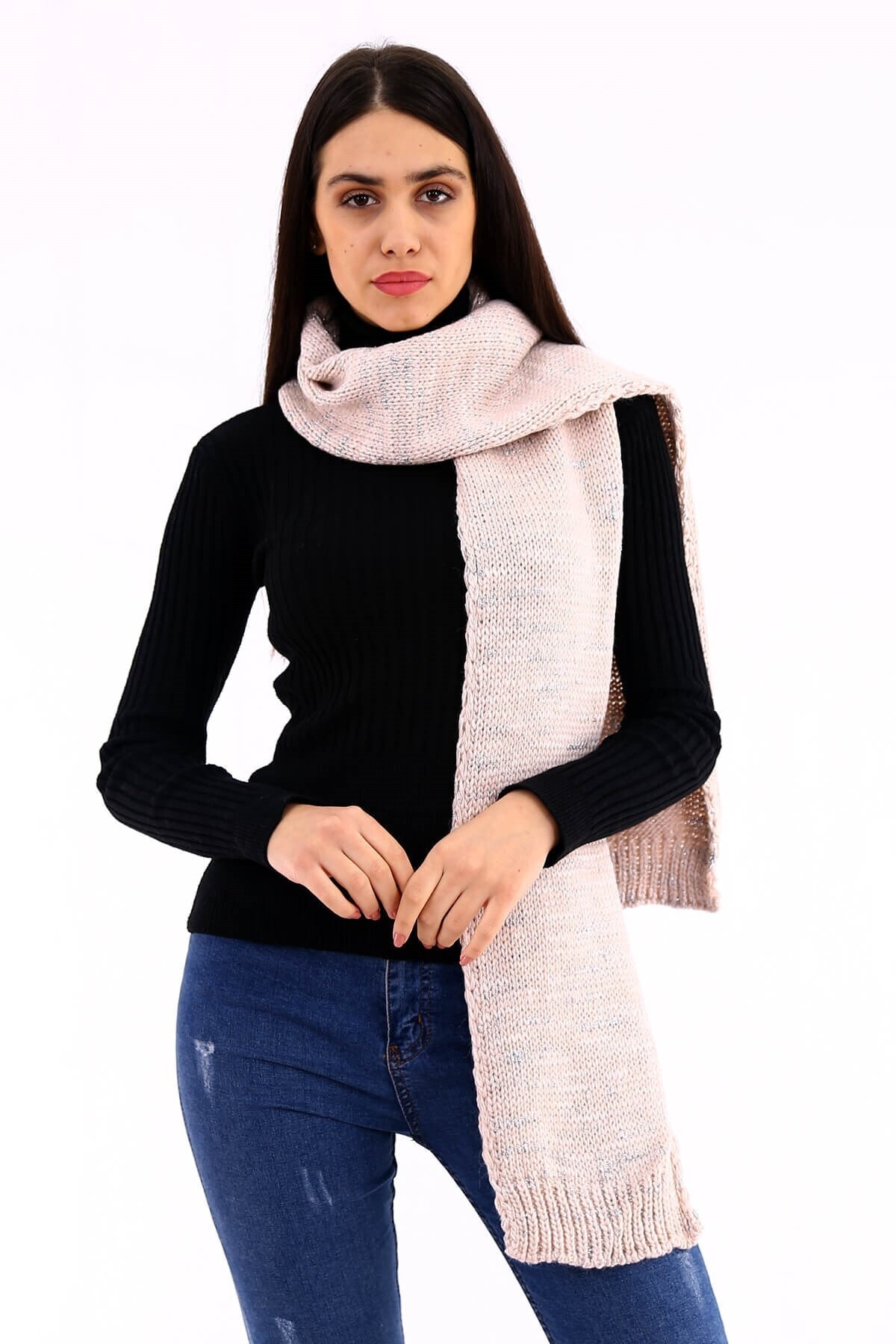 Deafox Pudra Sim Detaylı Trend Atkı