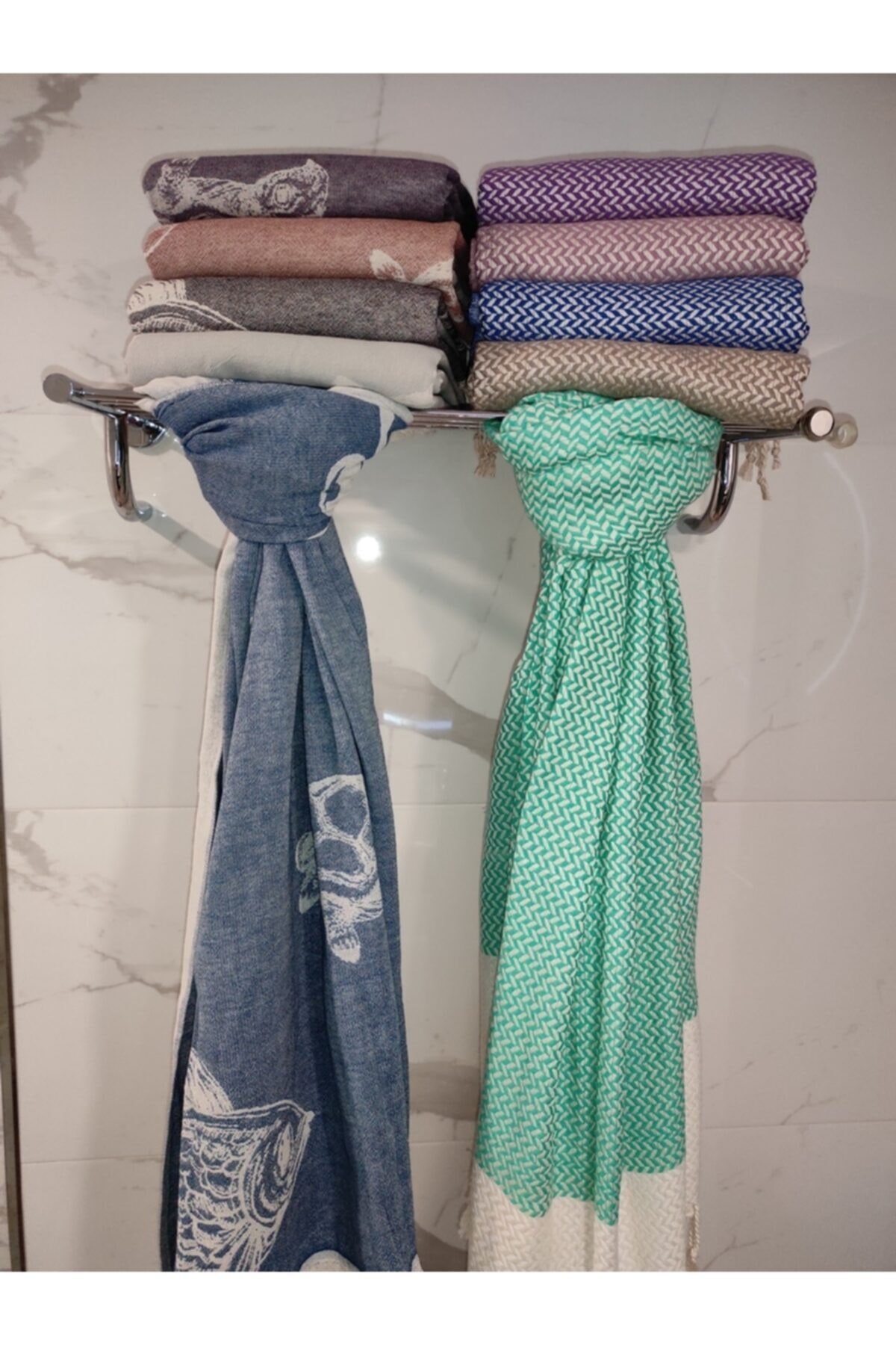 Marsipet Buldan Çavuş Desen Mint Yeşili Peştamal Hand Made