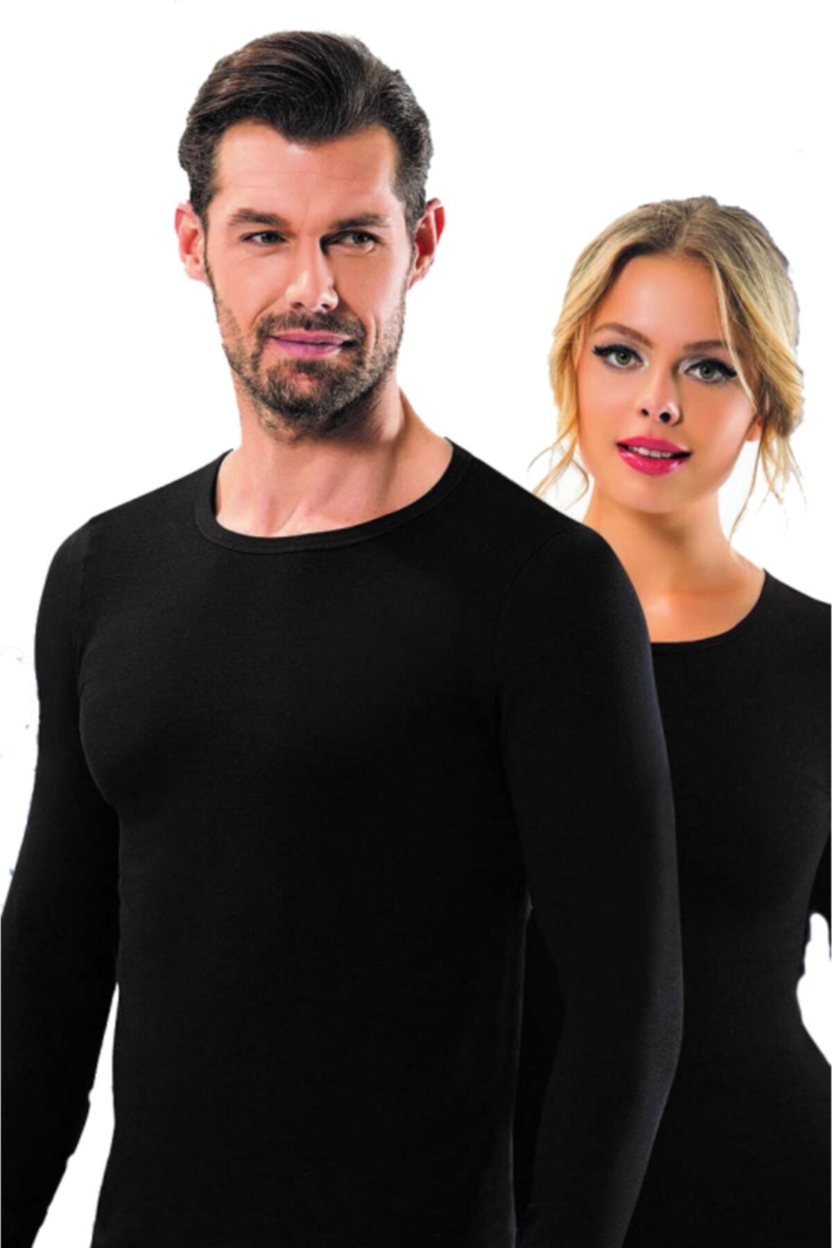 Anıt Unisex Termal Siyah Bisiklet Yaka Uzun Kollu Termal Üst T18070