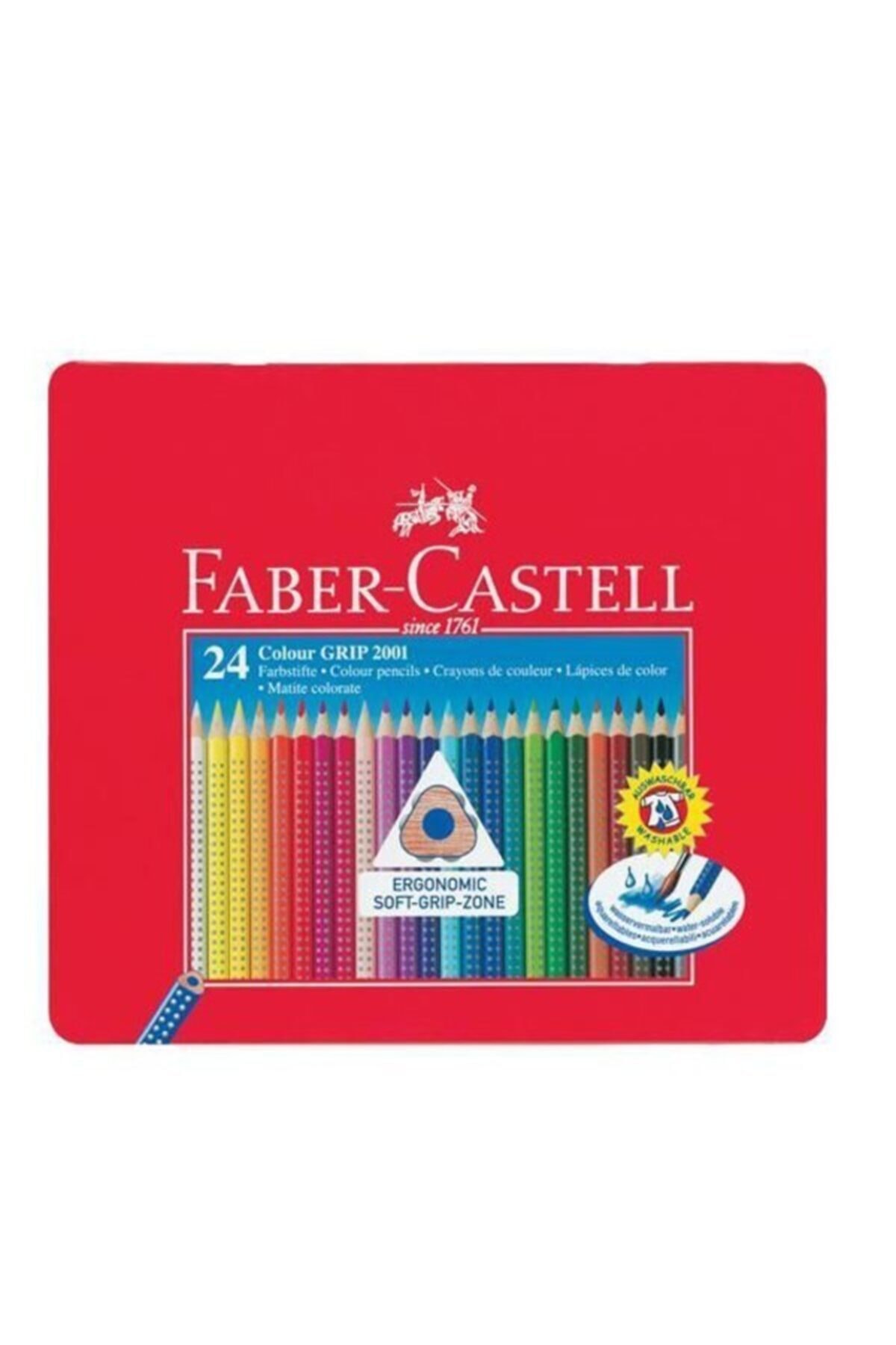 Faber Castel Faber-castell 24'lü Grıp Metal Kutu Sulu Boya Olabilen Kuru Boya