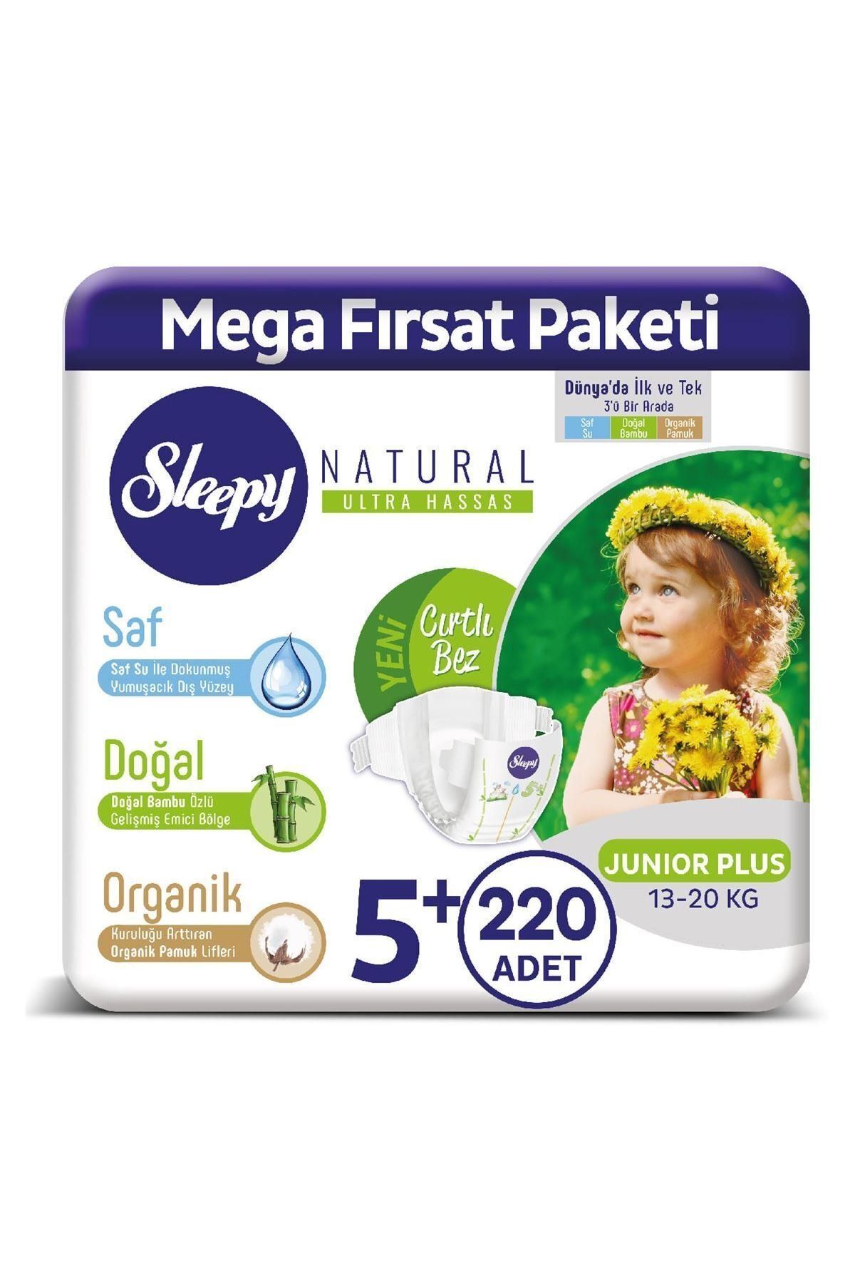 sleepy natural bebek bezi 5 numara junior plus 220 adet fiyati yorumlari trendyol