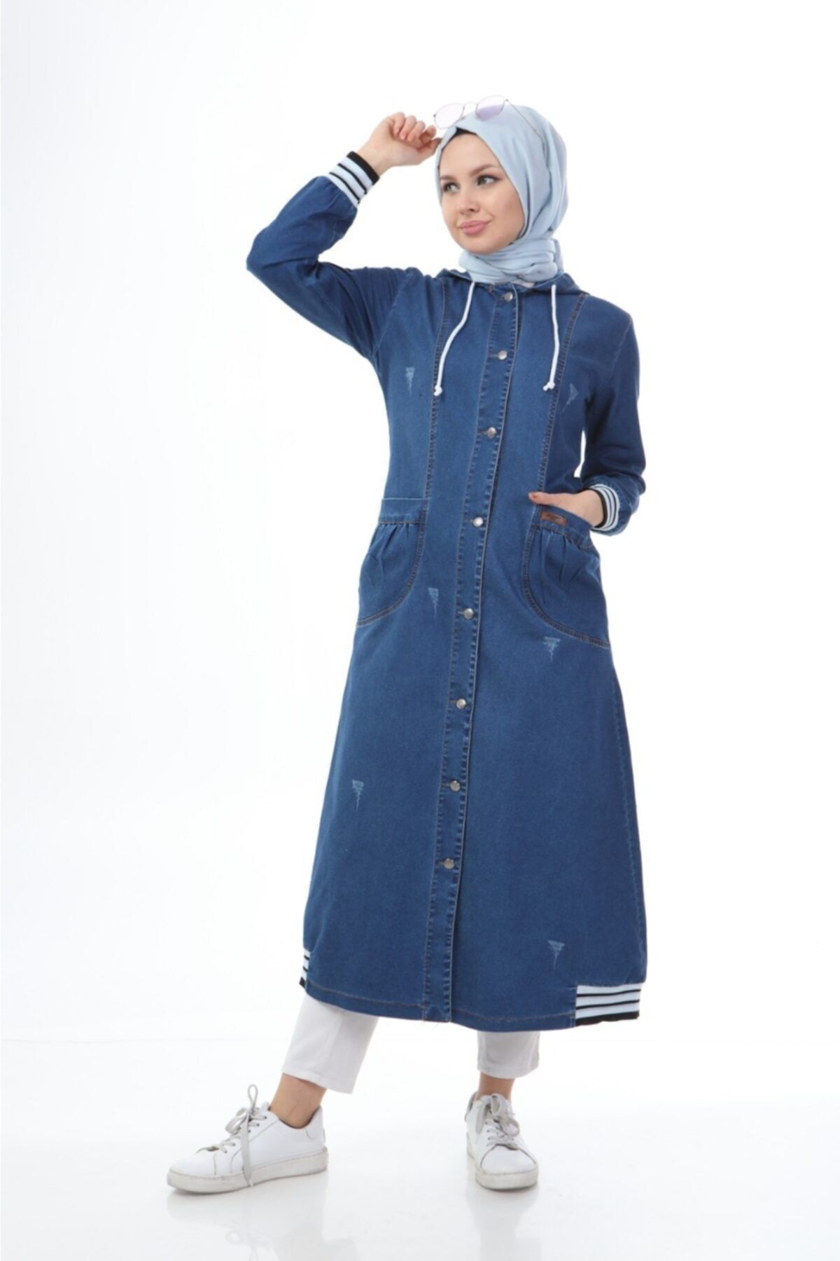 esmaboutique Şeritli Düğmeli Kot Kap