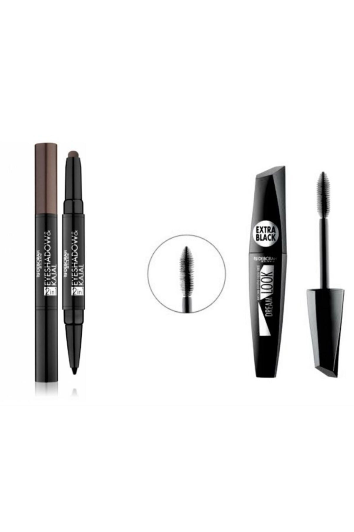 Deborah Milano Dream Look Extra Black Maskara & 2 In 1 Kajal Eyeliner Brown 07 Mat Kahverengi