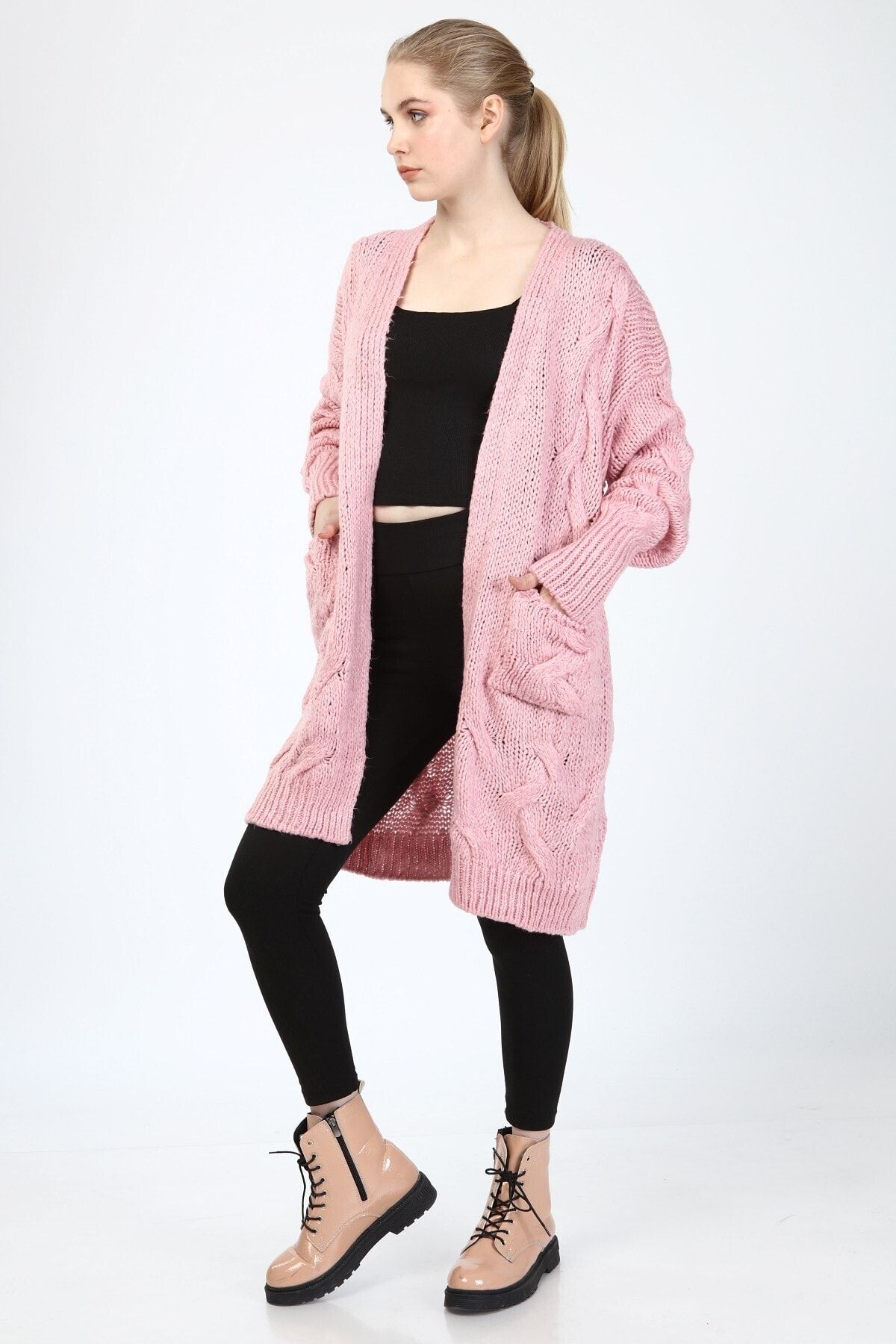 uniq store Pembe Cepli Uzun Hırka 2421