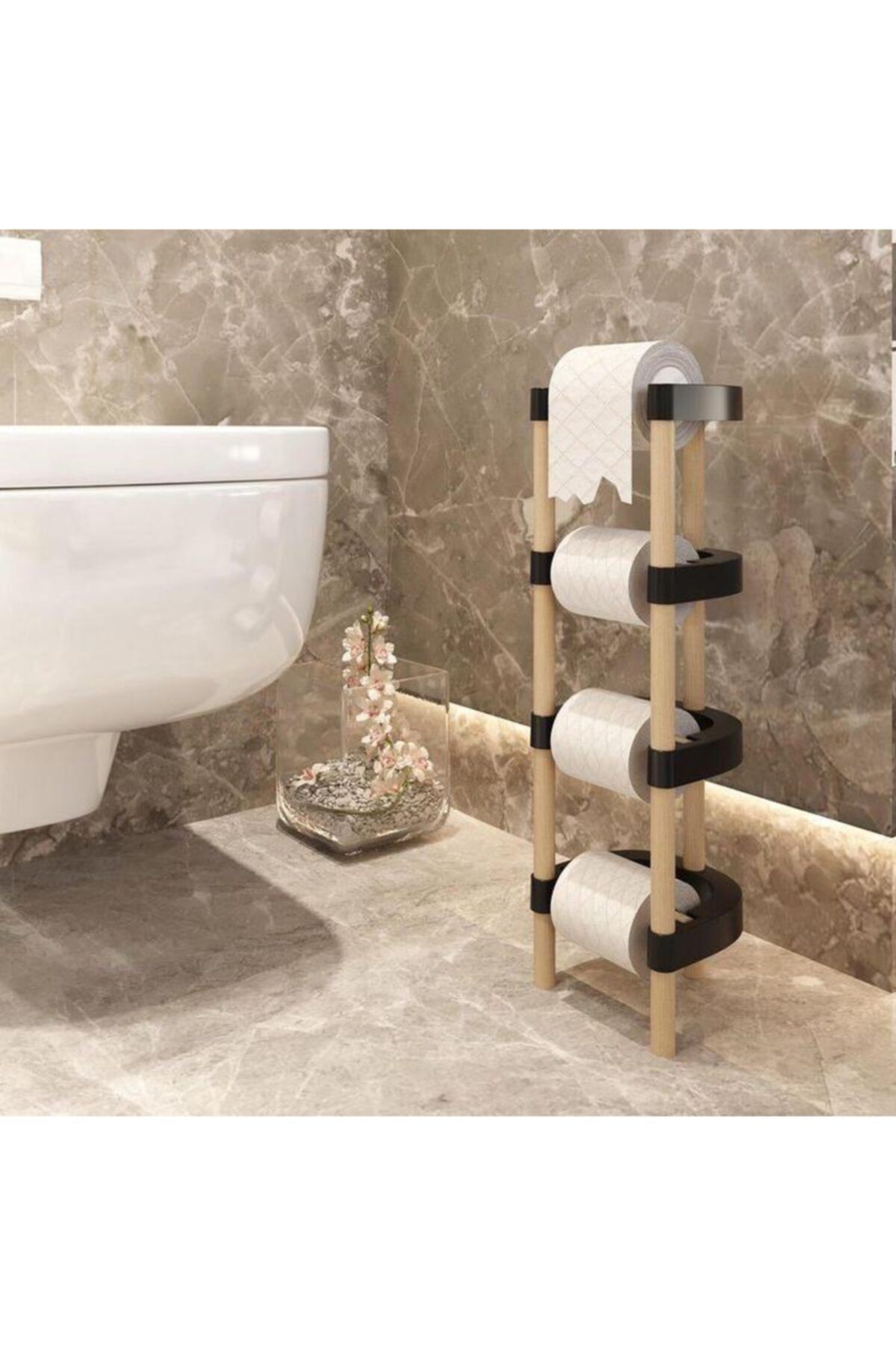 Bayev Ahşap Banyo Organizeri Tuvalet Kağıdı Askısı