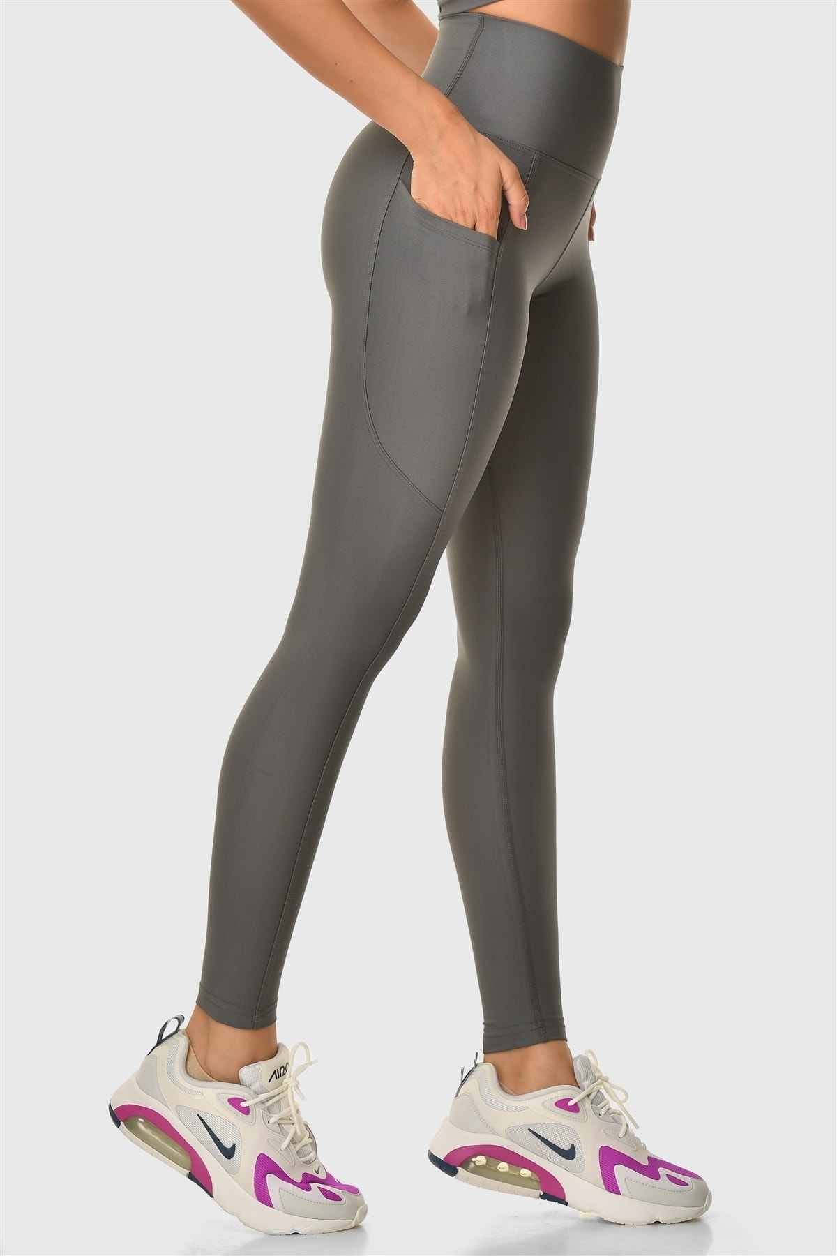 Superstacy Yüksek Bel Cepli Füme Spor Tayt