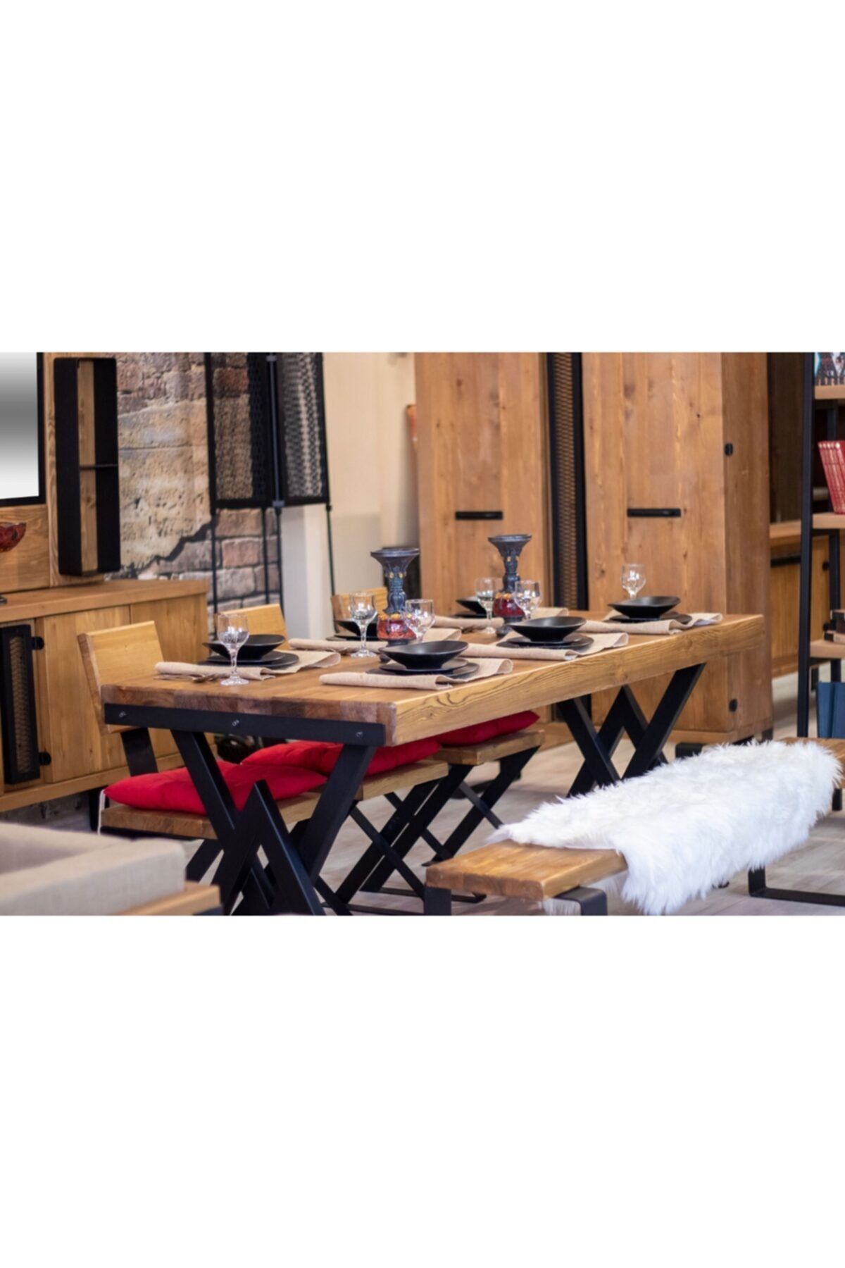 NT Concept Ntconcept Masif Ahşap Yemek Ve Toplantı Masası - 85cm-250cm Masa