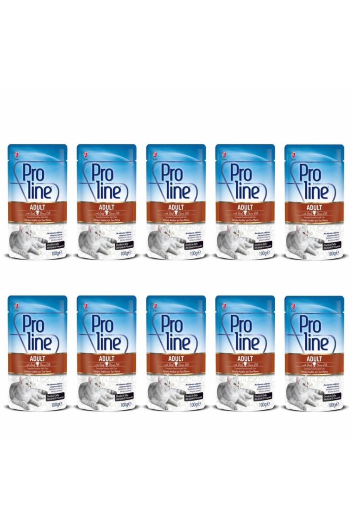 Pro Line Dana Etli Et Parçacıklı Kedi Konservesi 100 gr 10 Adet