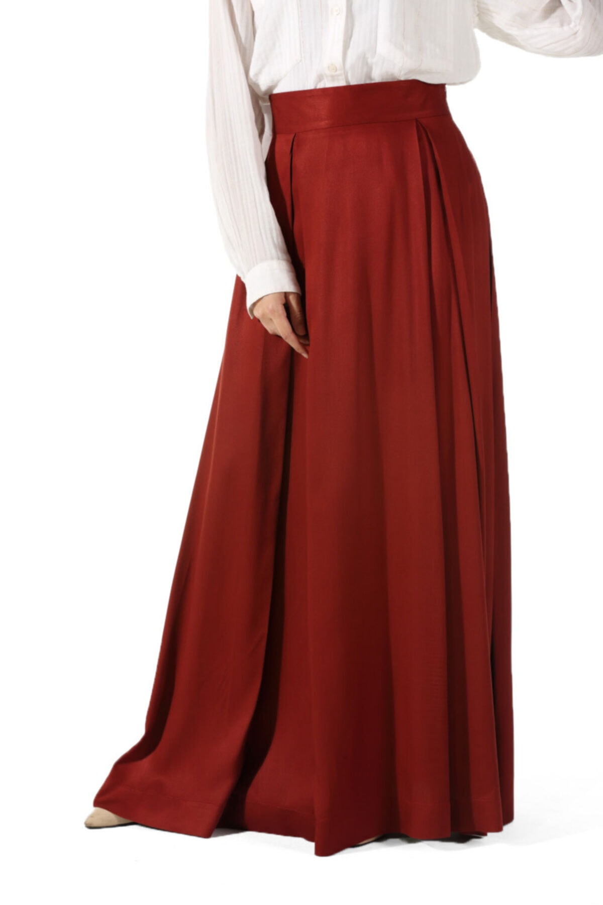 ALLDAY Kiremit Viskon Pileli Etek