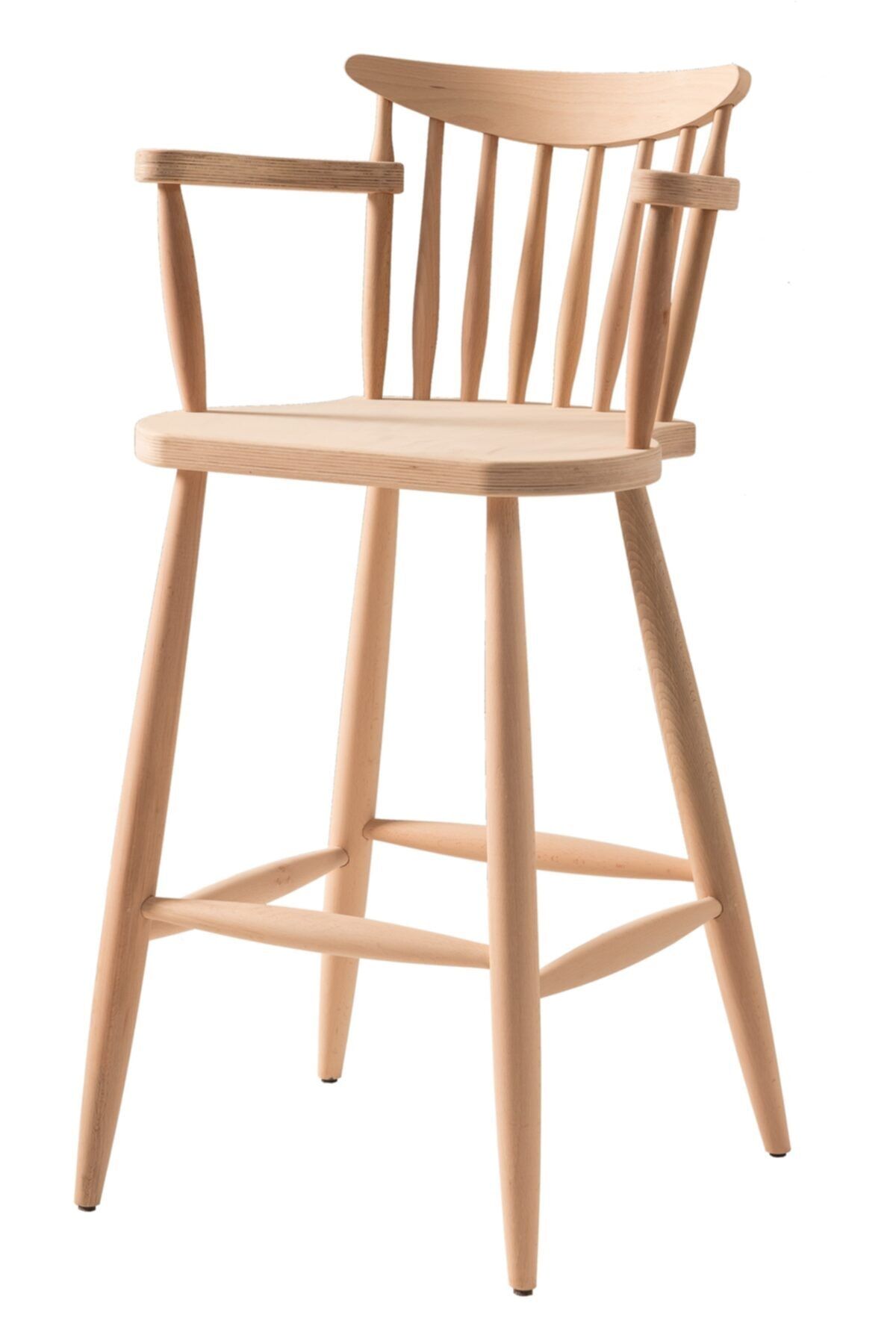 Geppetto Home Yıldız Kollu Bar Sandalye Cilasız Ham Ahşap