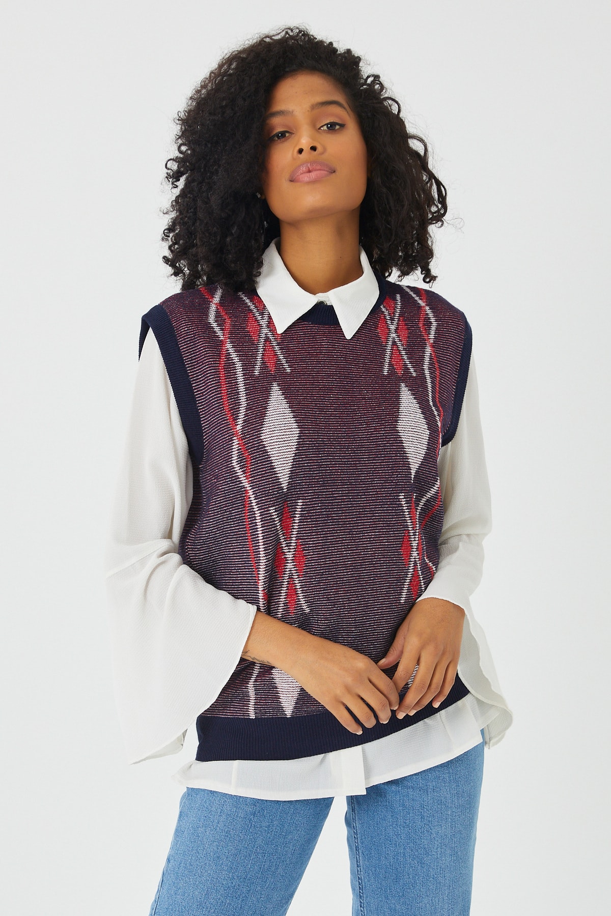 THE DOORE Kadın Lacivert Pamuklu Triko Süveter