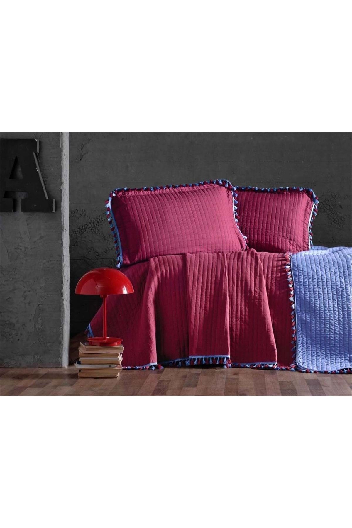 evim home design evim home puskullu cift kisilik yatak ortusu bordo mavi fiyati yorumlari trendyol