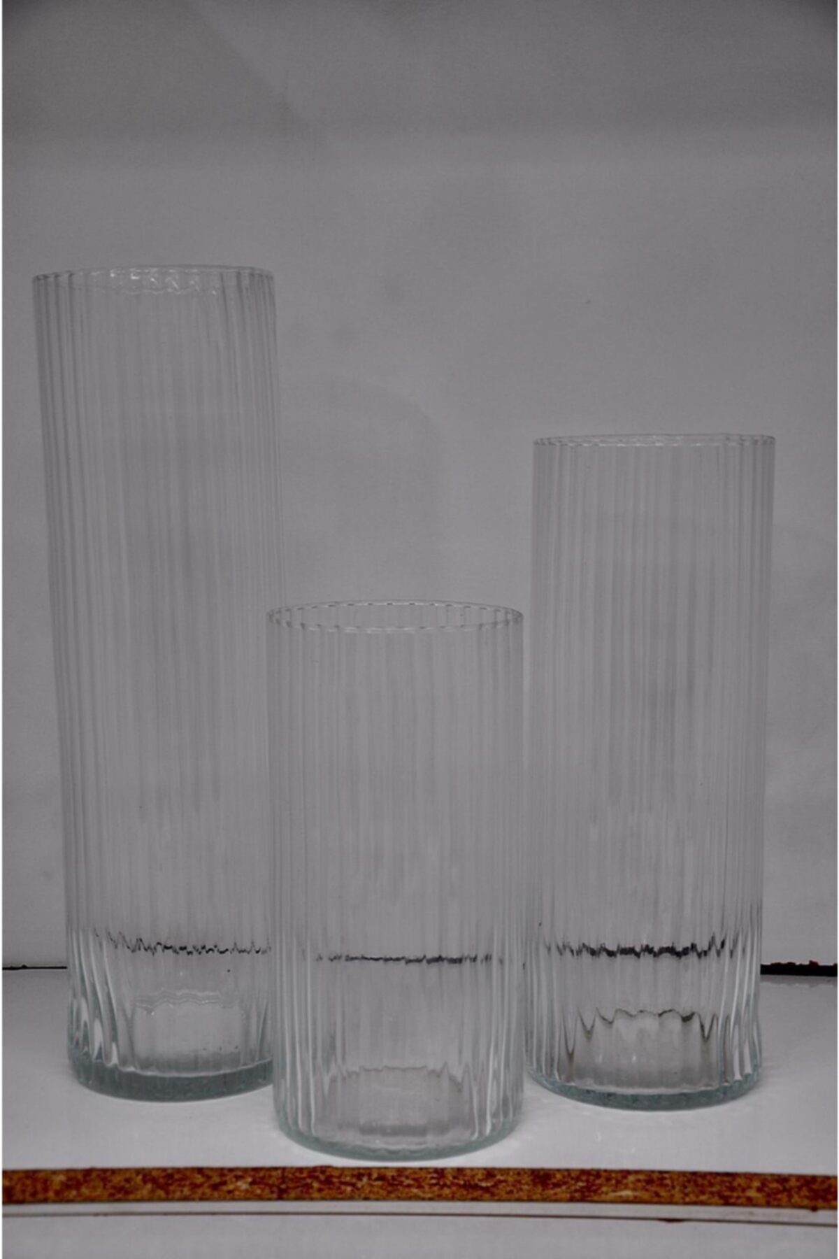 Ledmum2020 3 Lü Set Optikli Cam Büyük Boy Vazo-şamdan