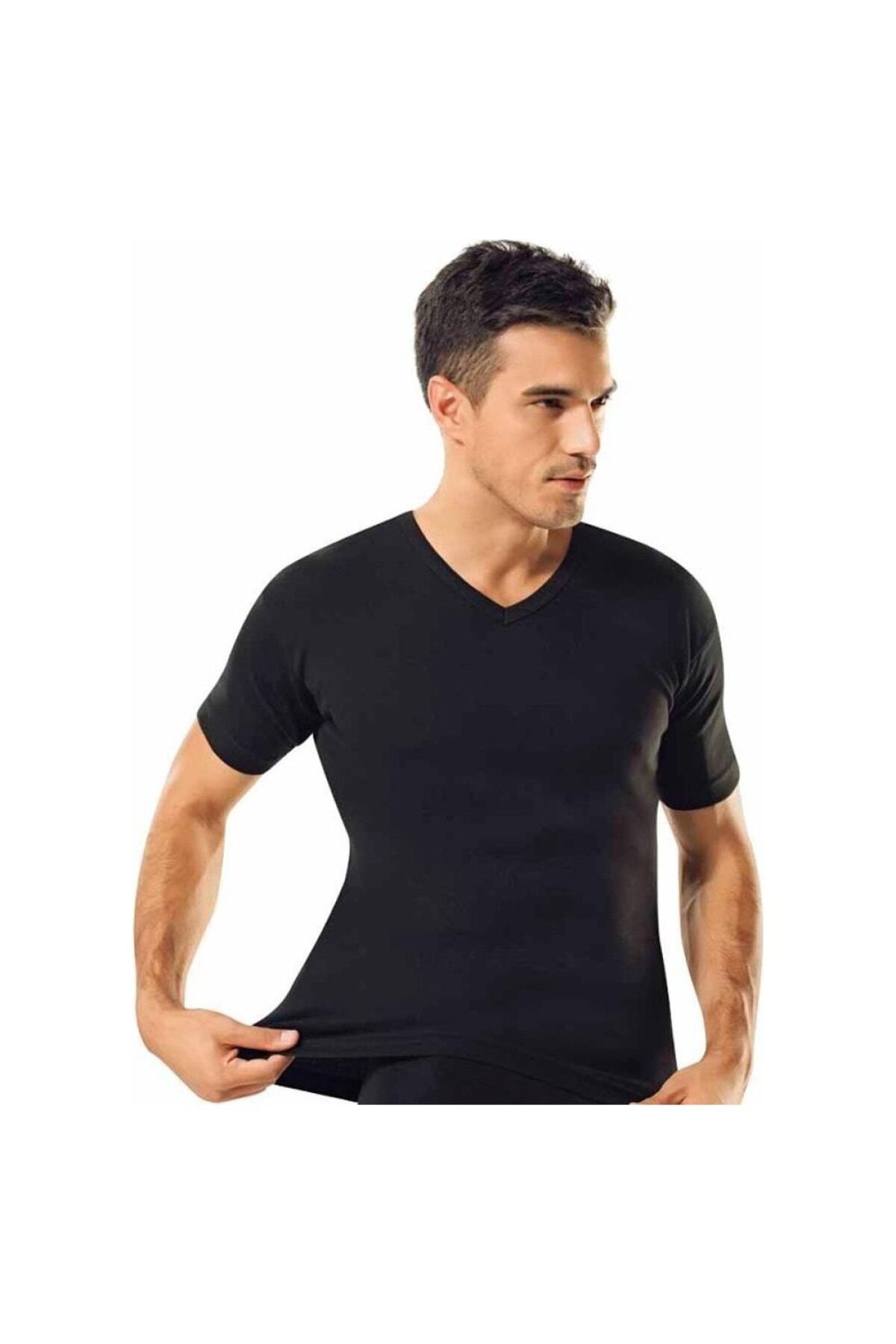 Tutku 12 Adet Siyah Renk V Yaka Atlet Fanile