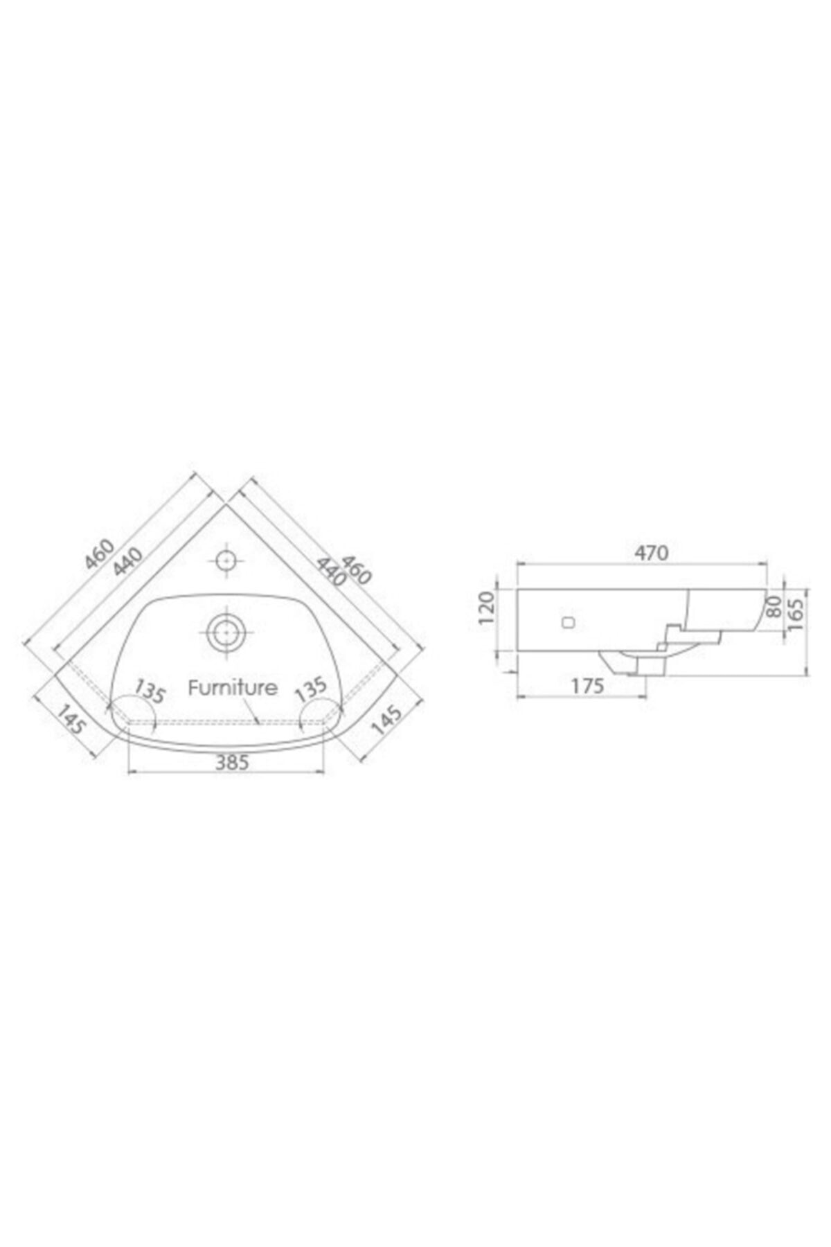 TURKUAZ Arda 46 Cm Lavabo