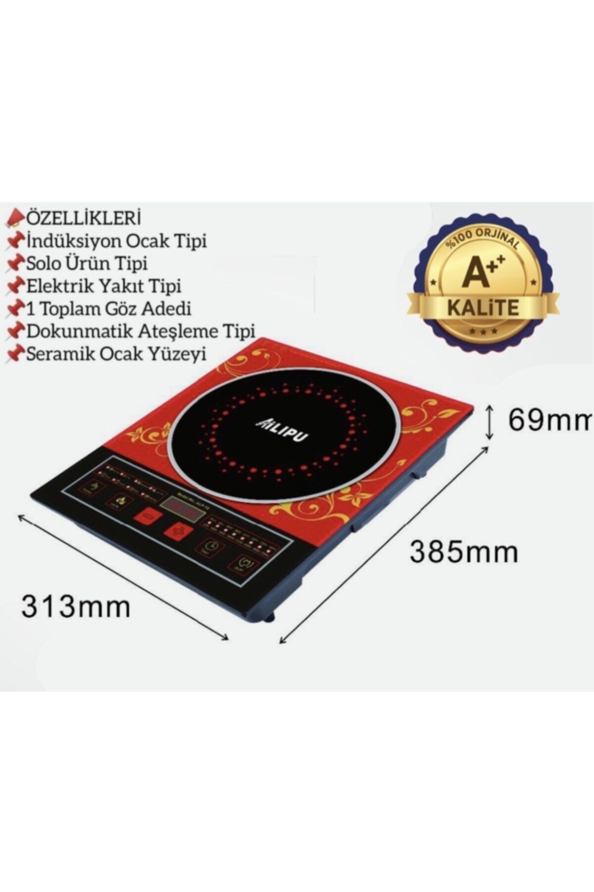 REDMOON Ailipu Alp-12 Lazer Tek Gözlü Dokunmatik Elektrikli Indiksiyon Ocak