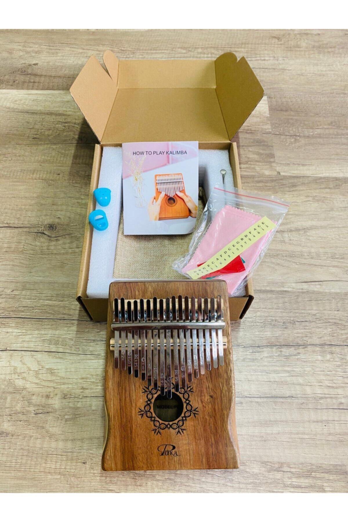 PUKA Pk-2 Ithal Koa Ağacı 17 Nota Baskılı Tuşlu Kalimba Set