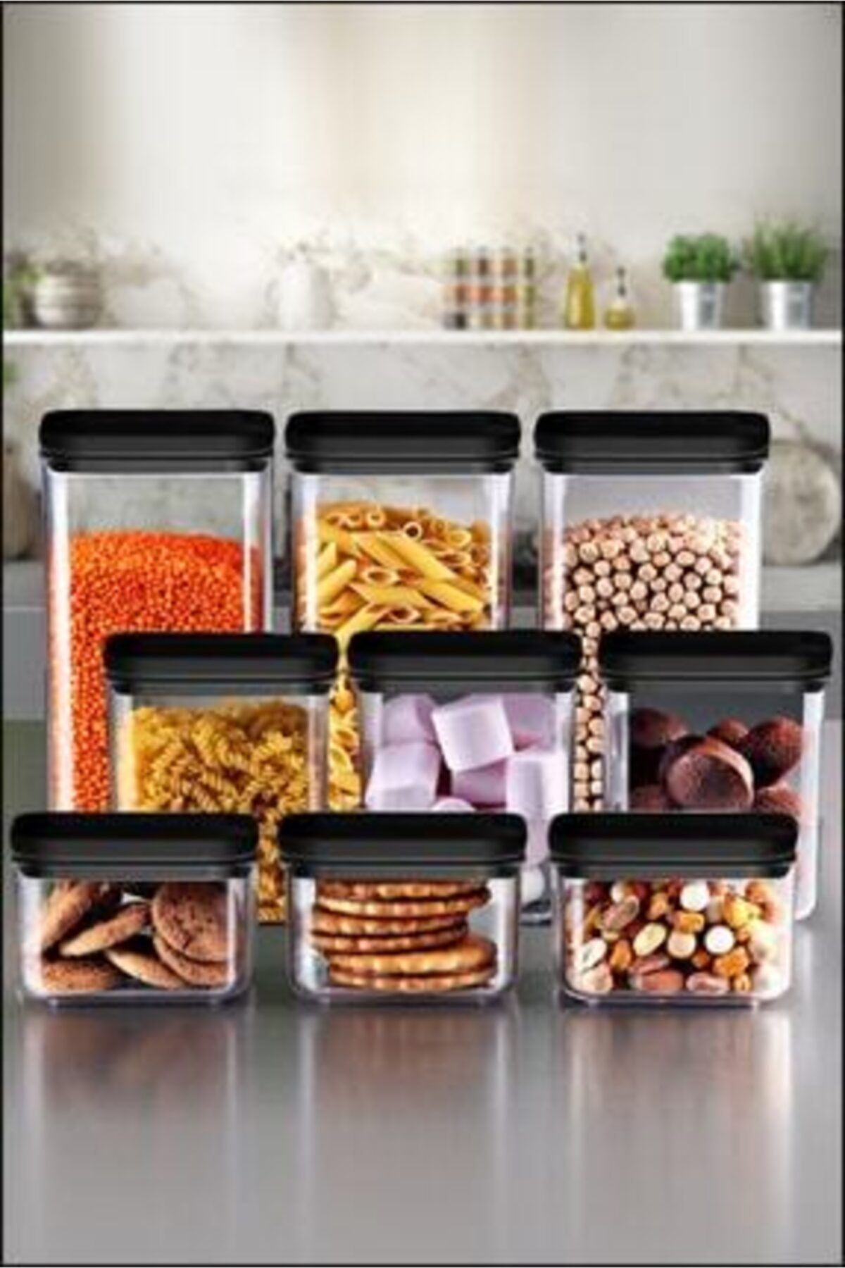 kalitebudur34 9 Parça Vakum Kapaklı Saklama Kabı Gri Kapak (bpa Free)