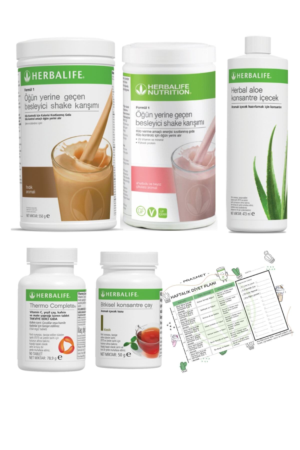 Herbalife Shake Ahududu+fındık Klasik Çay + Aloe Vera + Thermo Complete