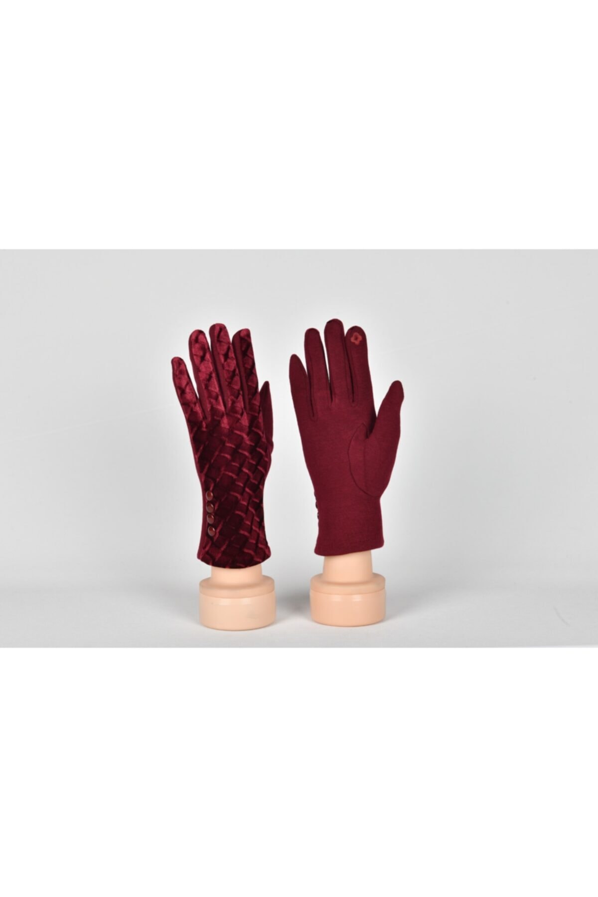 Gezgin tekstil ve aksesuar Kadın Bordo Dokunmatik Ekran Uyumlu Vintage Kışlık Kadife Eldiven