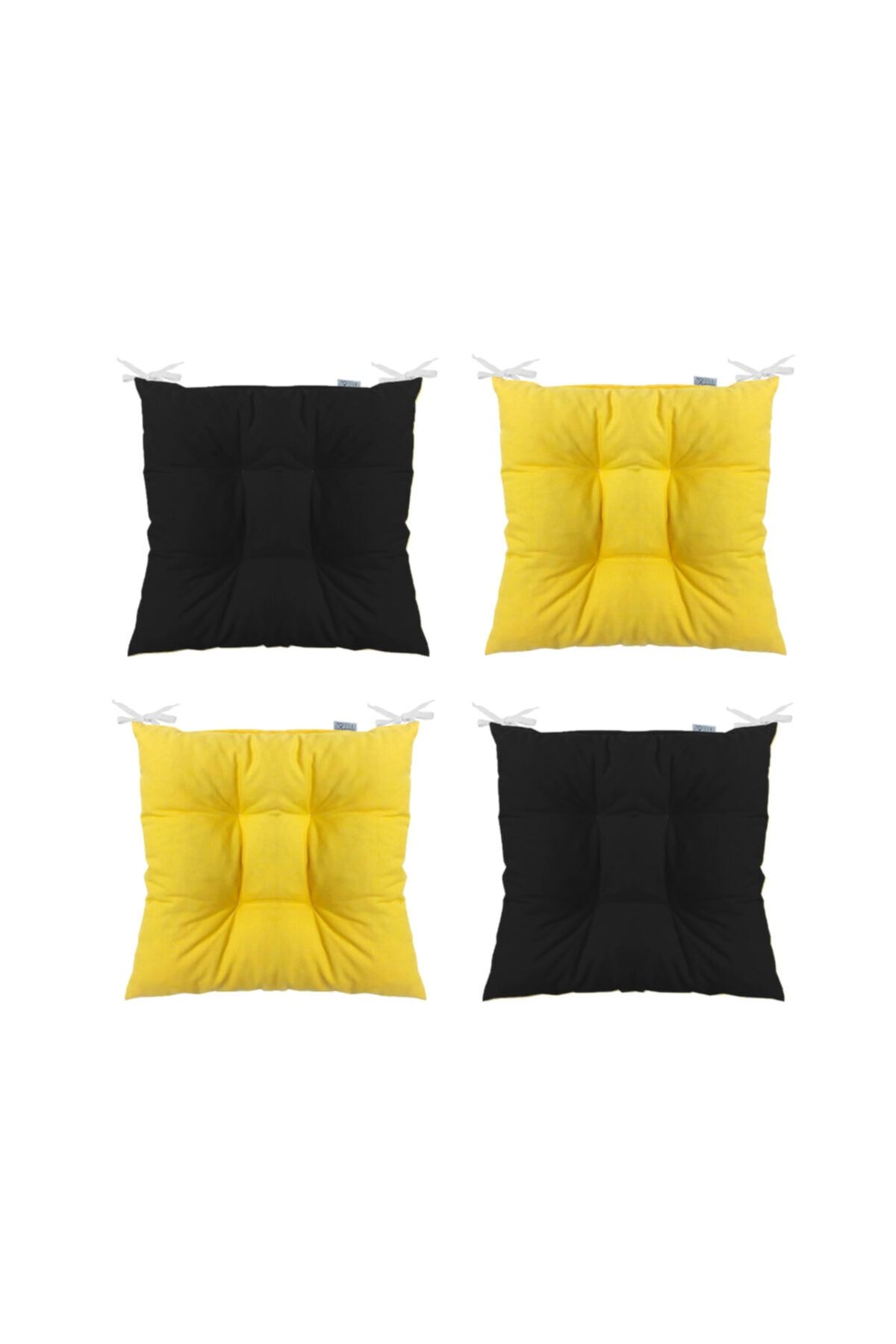 tezkotekstil 4 lu kombin pofidik kare sandalye minderi 40 x 40 cm sari siyah fiyati yorumlari trendyol