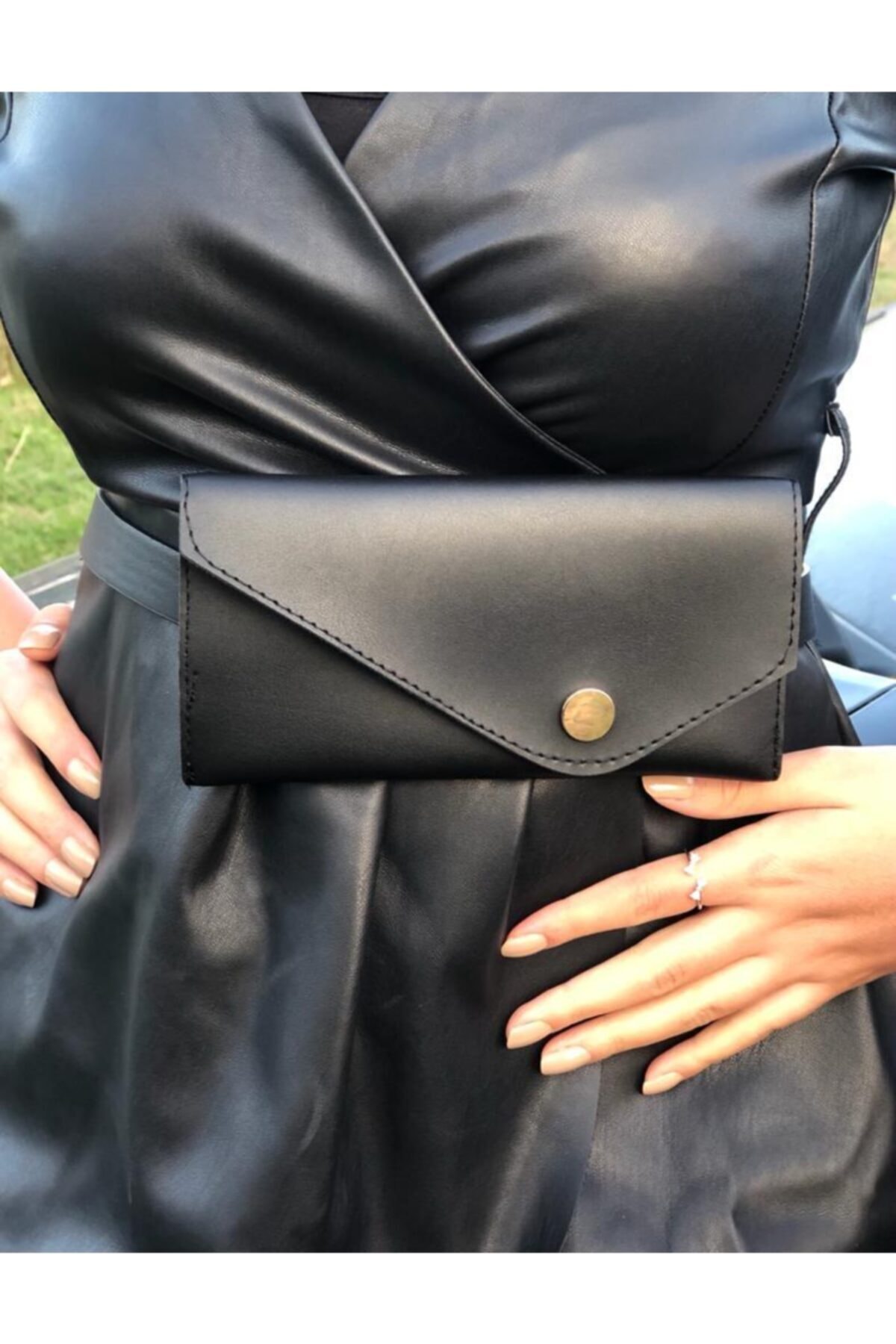 Mia Moda Kadın Kemerli Siyah Bel Çantası