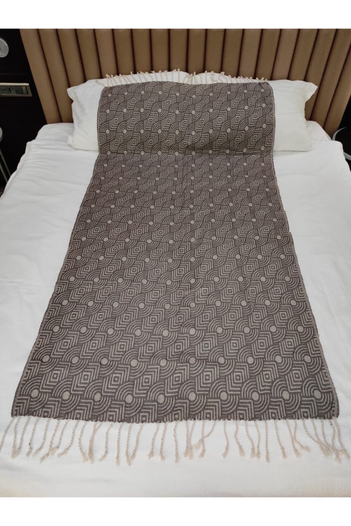 Marsipet Buldan Geometrik Desen Antrasit Peştemal Hand Made