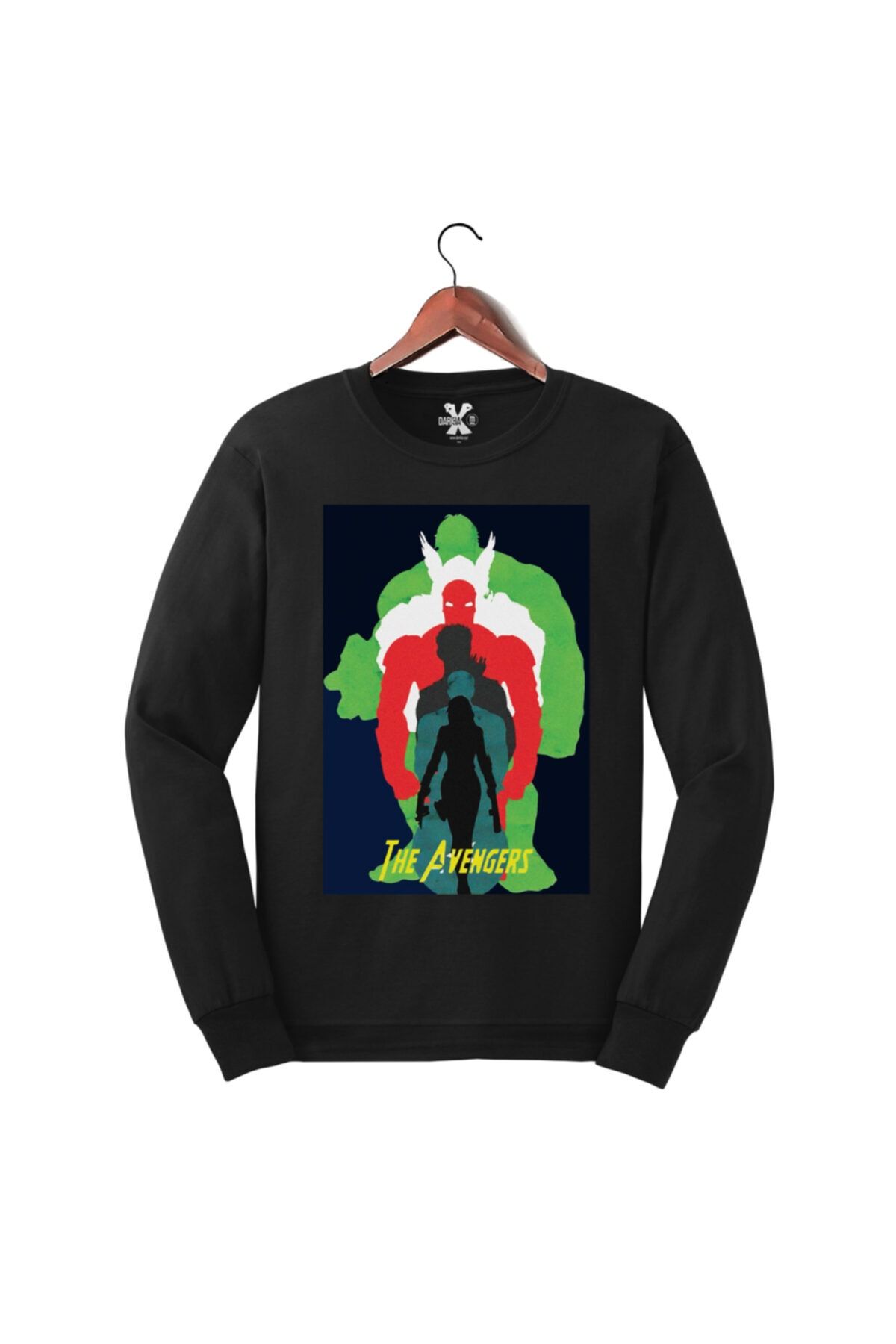 Darkia Marvel Avengers Baskılı Siyah Sweat - Sweatshirt