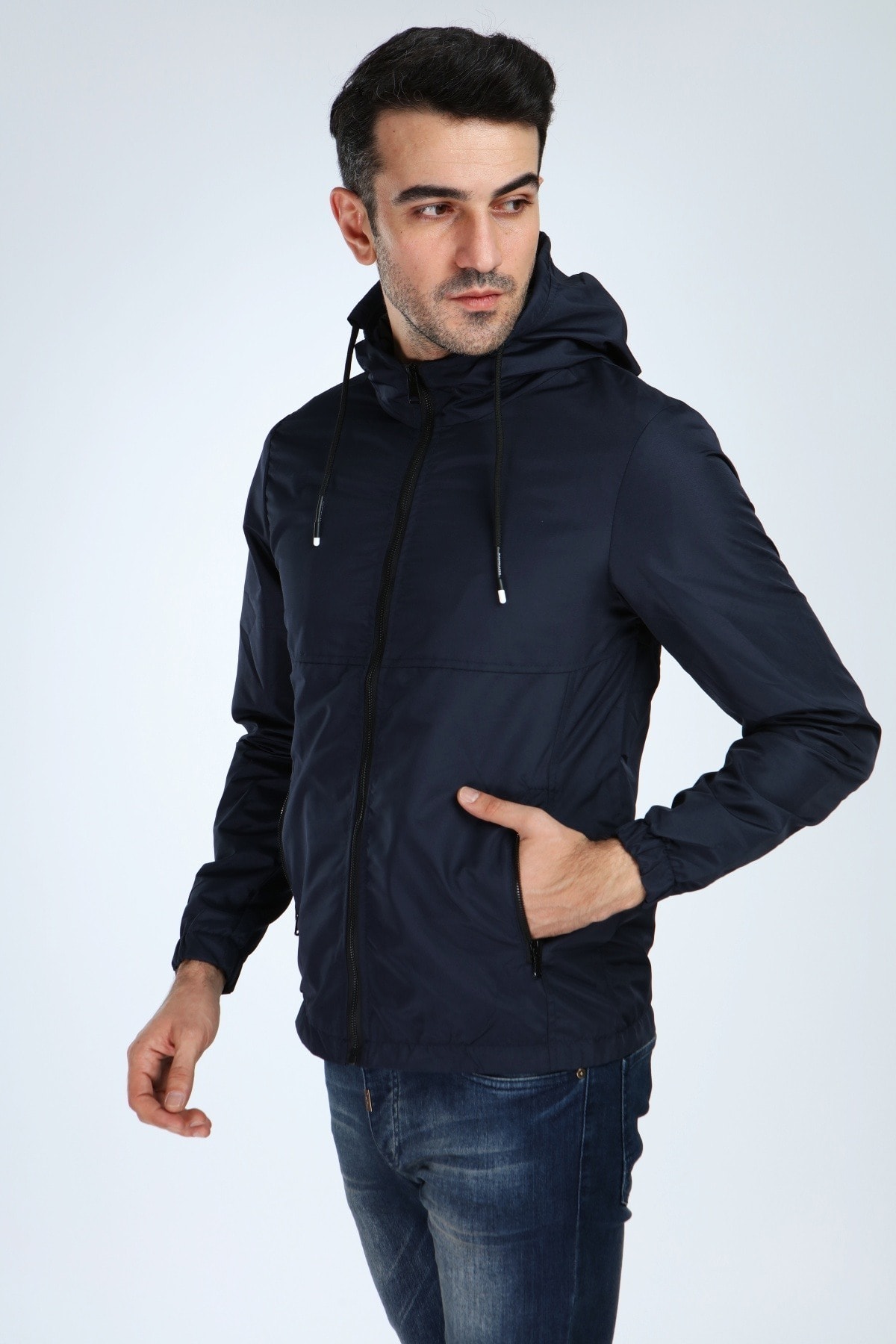 ALCADDE Calipso Kapşonlu Lacivert Su Geçirmez Yağmurluk