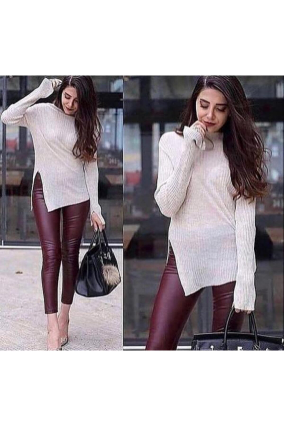 TAYT VEGAS Içi Kadife Bordo Tayt