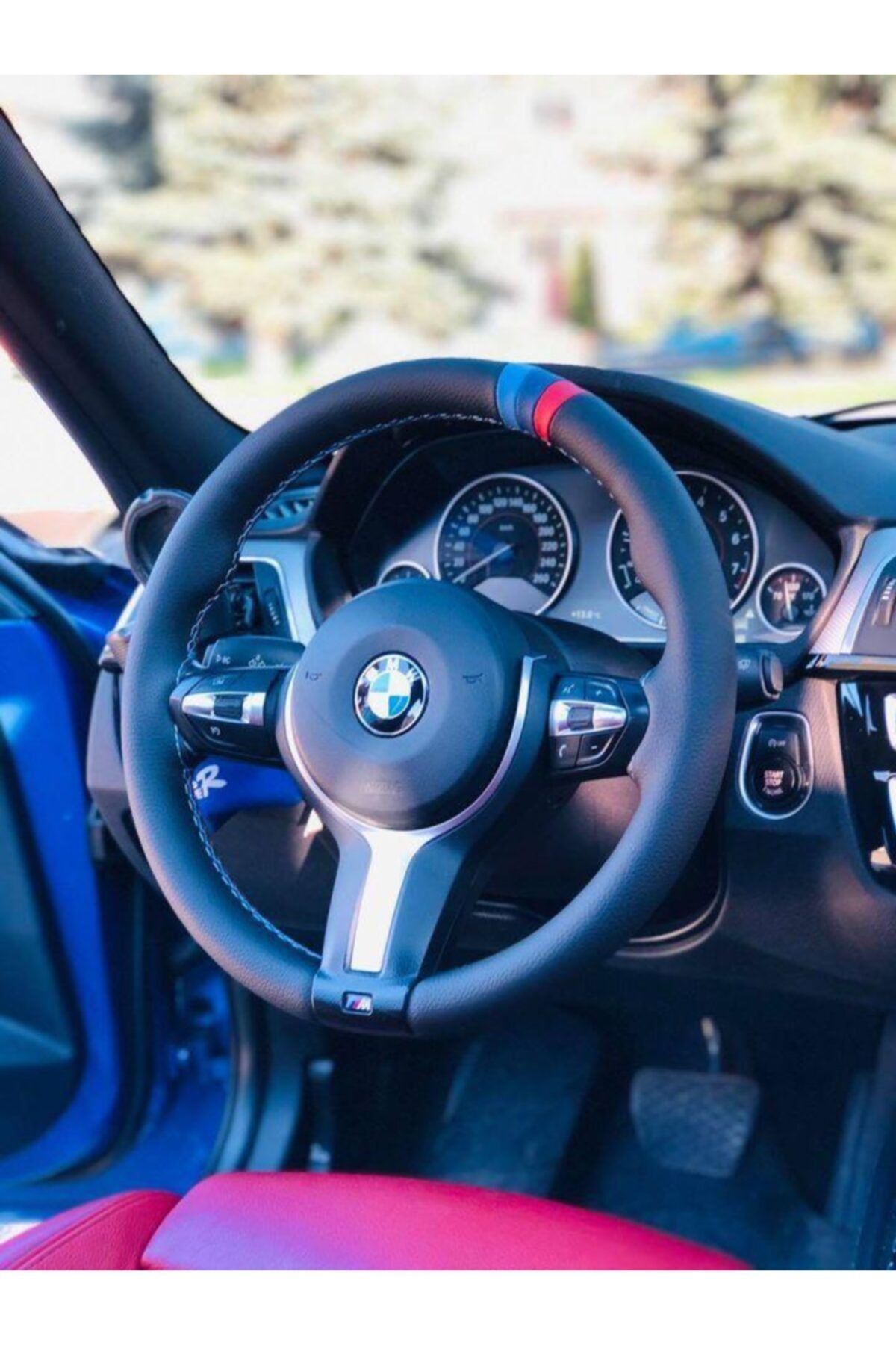 M&R OTO KILIF AKSESUAR Bmw - M Çizgili Ithal Suni Deri Oto Direksiyon Kılıfı